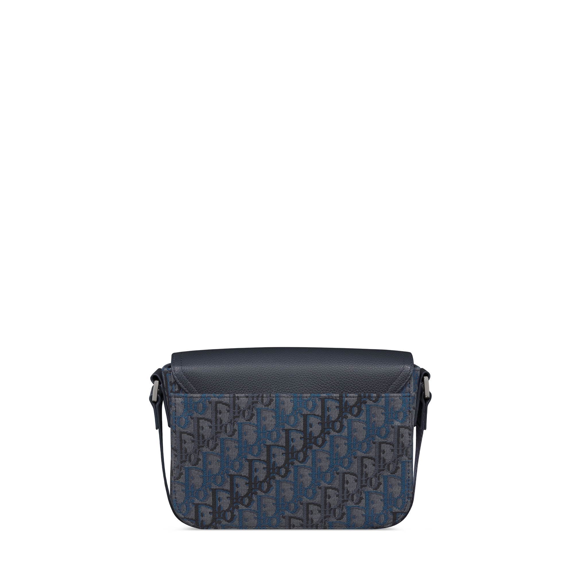 Small Saddle Messenger Bag with Flap Deep Blue Dior Oblique Trio Jacquard and Deep Blue Grained Calfskin E08