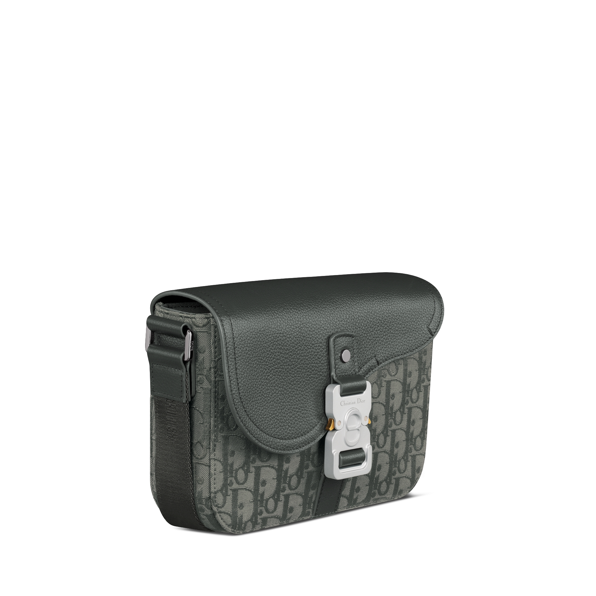 Small Saddle Messenger Bag with Flap Anthracite Gray Dior Oblique Canvas and Anthracite Gray Grained Calfskin E03