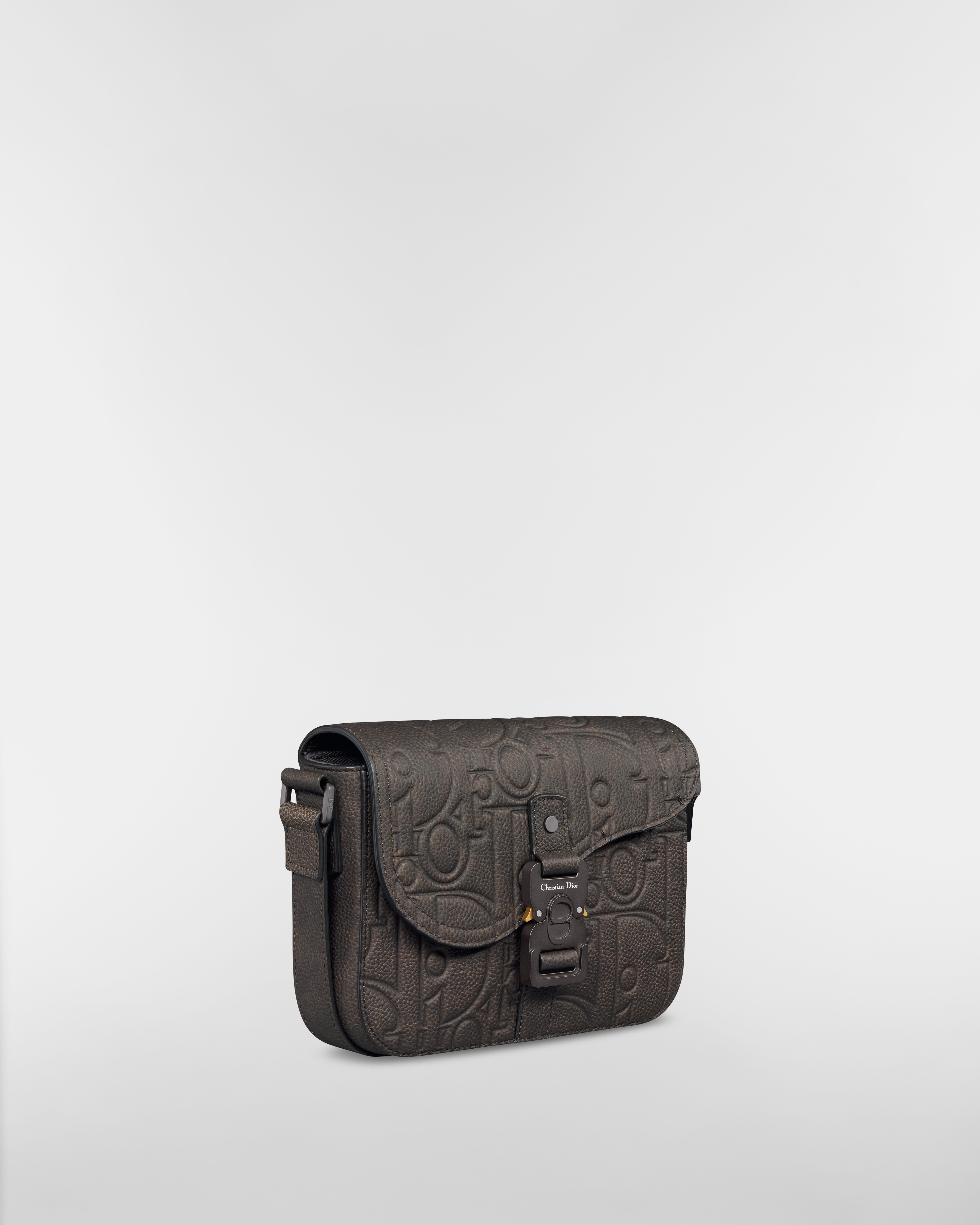 Kleine Saddle-schoudertas met flap Bruin Dior Gravity Vintage-leer E03