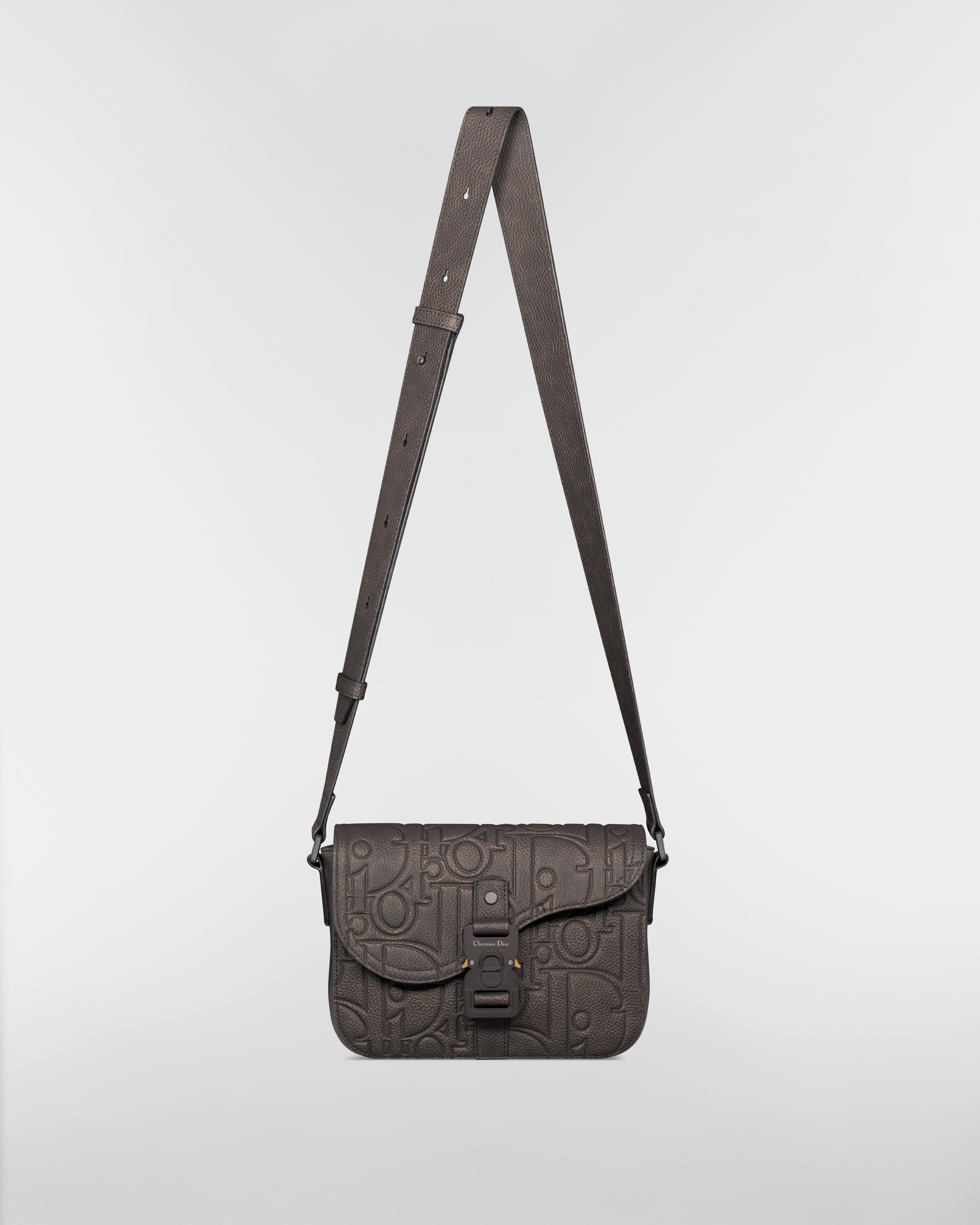 Kleine Saddle-schoudertas met flap Bruin Dior Gravity Vintage-leer E07