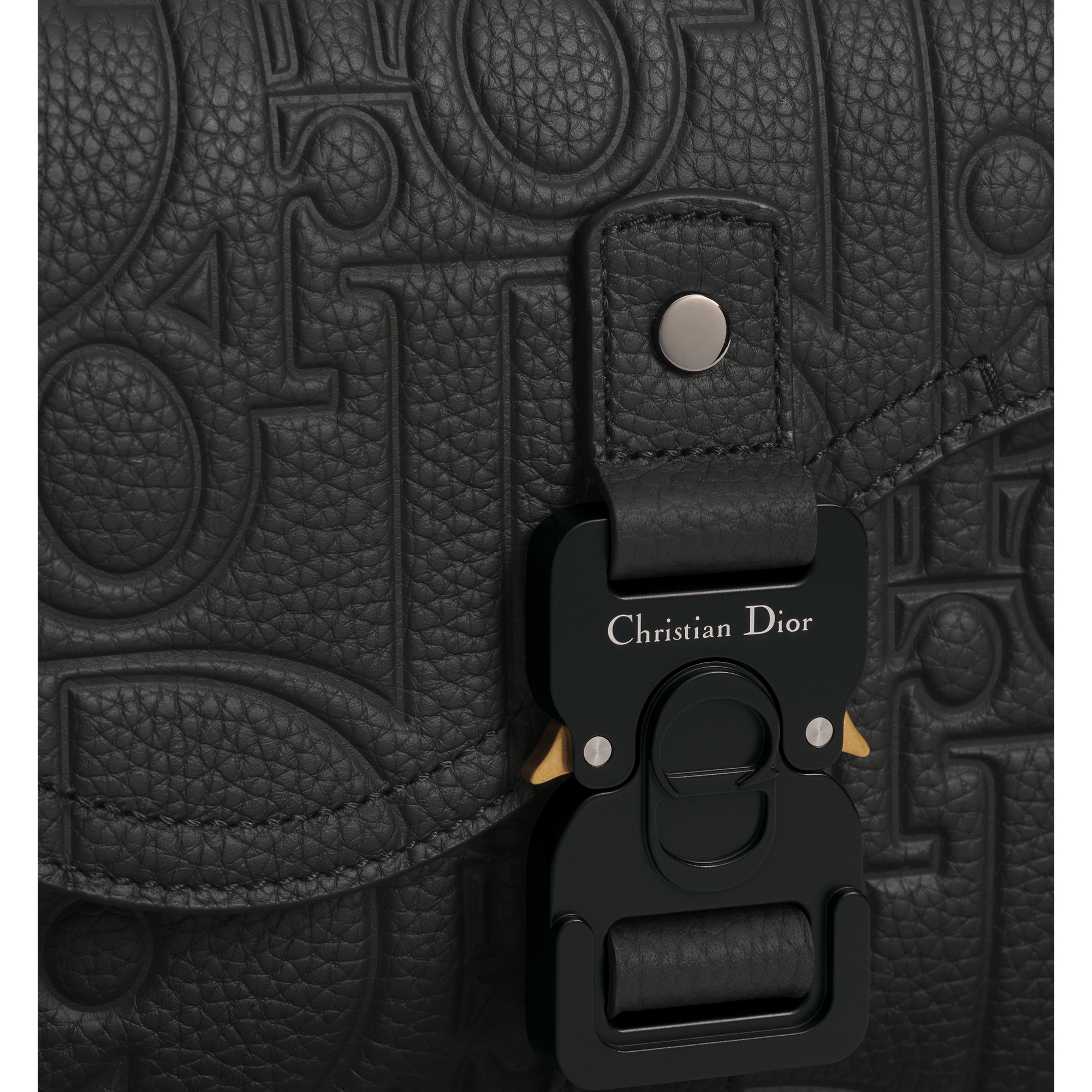 Small Saddle Messenger Bag with Flap Black Dior Gravity Leather and Black Grained Calfskin E10