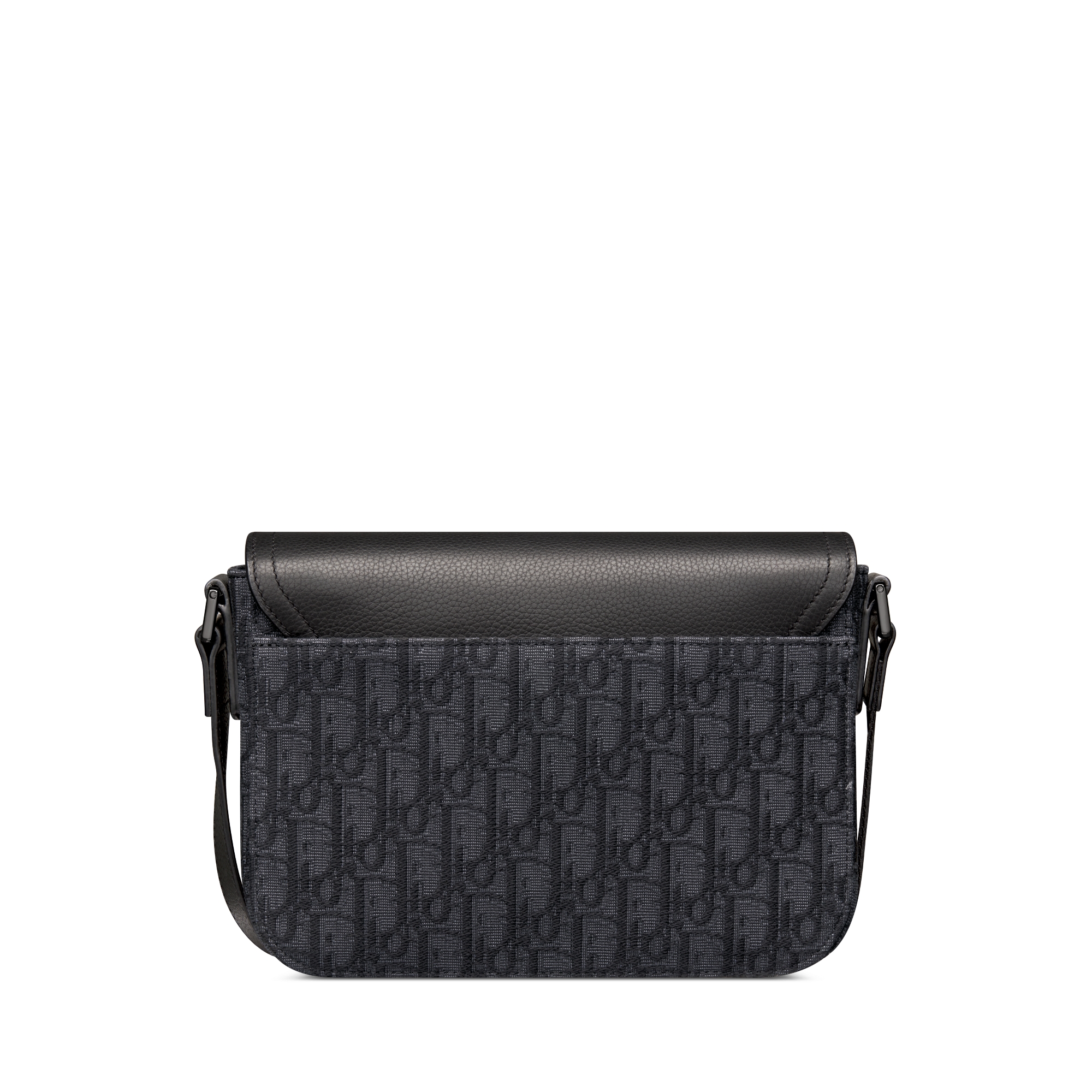 Small Saddle Messenger Bag with Flap Black Dior Oblique Jacquard and Black Grained Calfskin E08