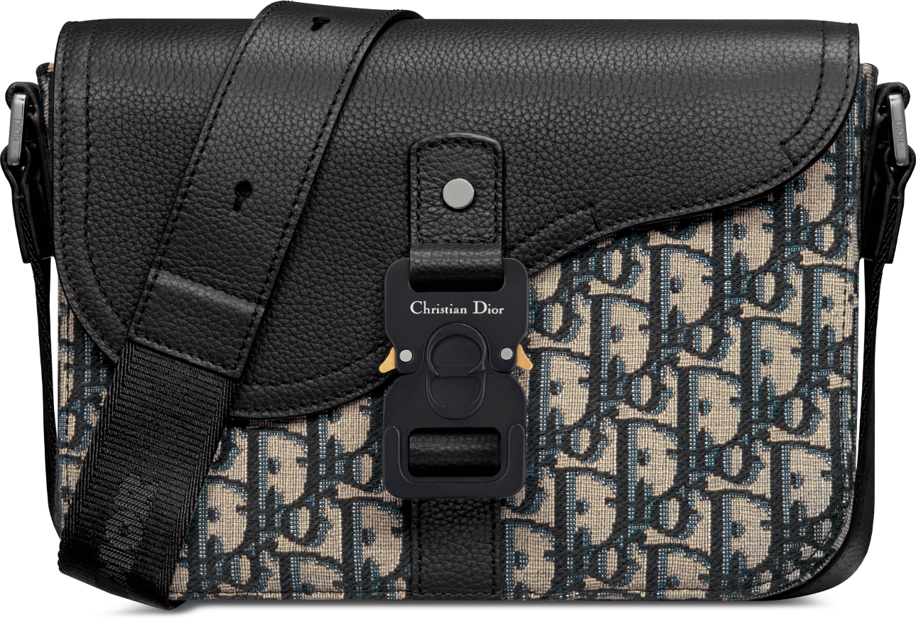 Small Saddle Messenger Bag with Flap Black Dior Oblique Jacquard and Black  Grained Calfskin | DIOR