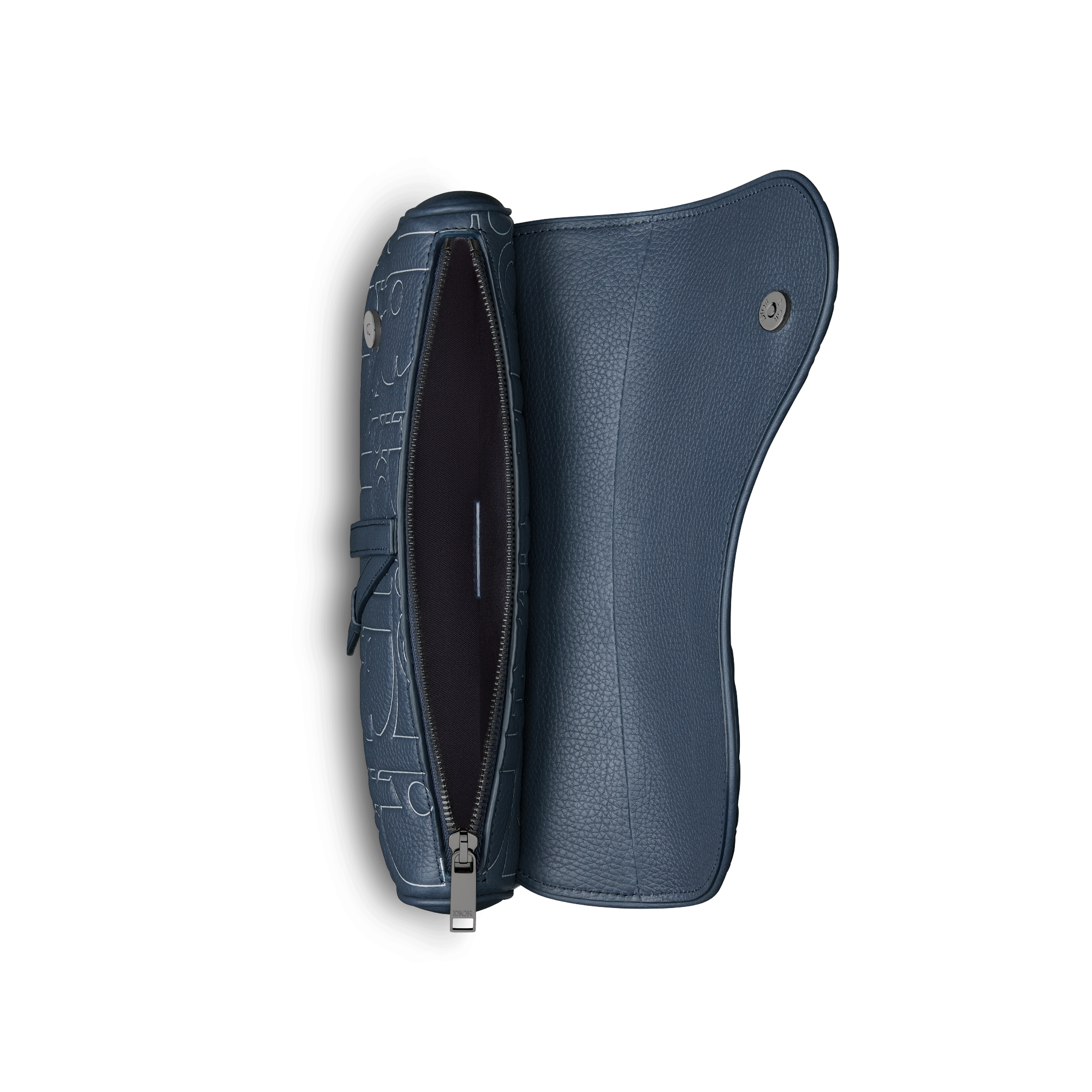 Saddle Bag Navy Blue Dior Gravity Outline Leather and Navy Blue Grained Calfskin E06
