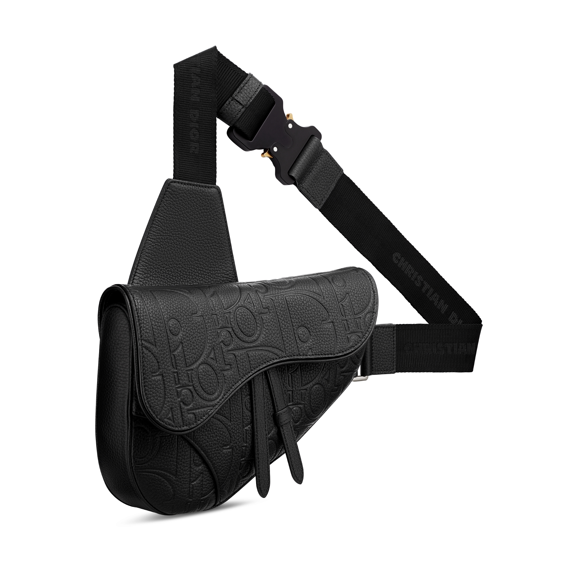 Sac Saddle Cuir Dior Gravity noir et cuir de veau grainé noir E03