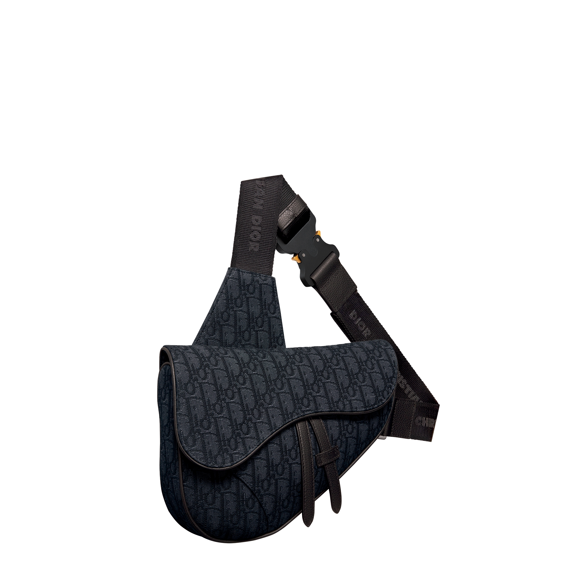 Saddle Bag Black Dior Oblique Jacquard E03
