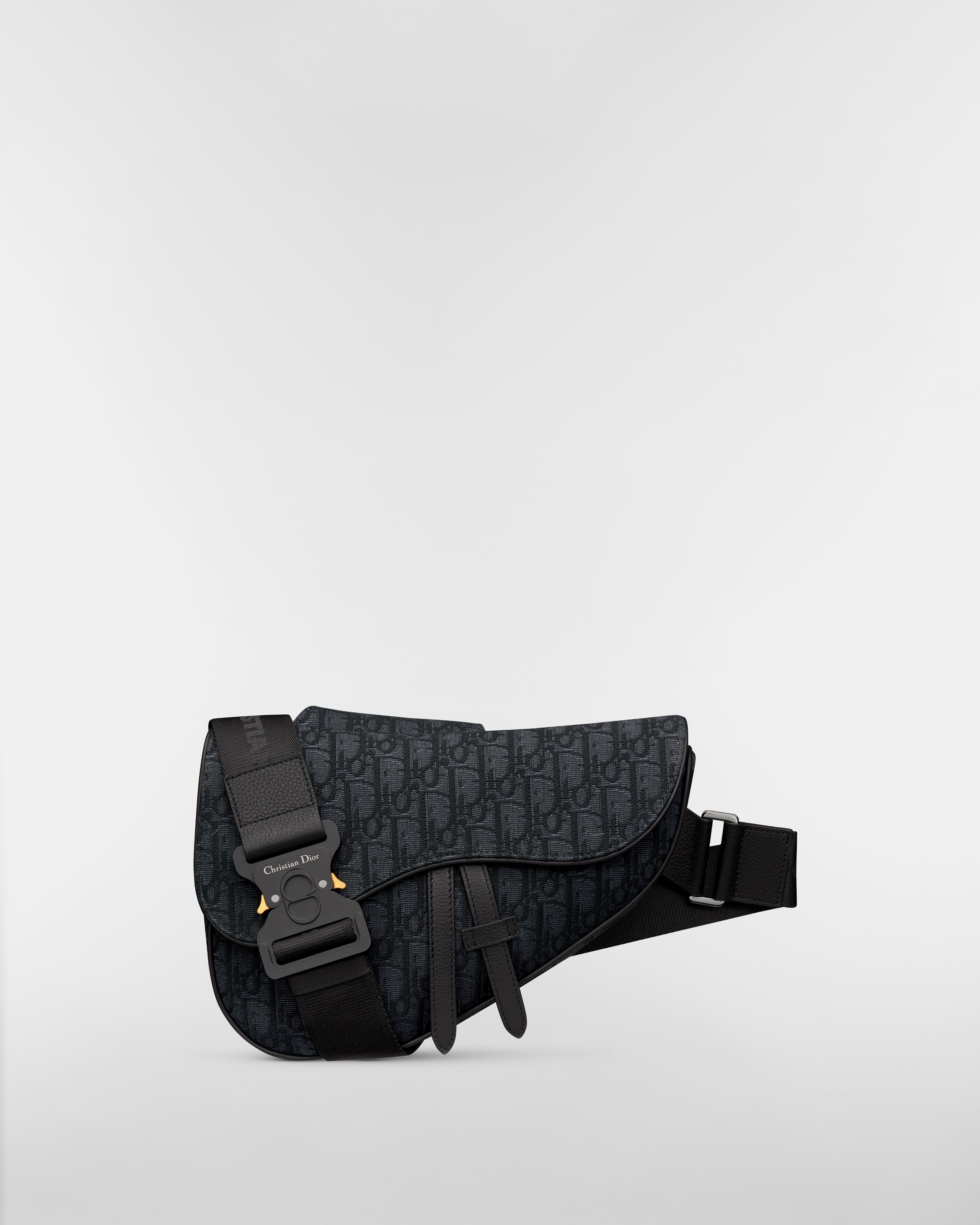 Saddle Bag Black Dior Oblique Jacquard E01