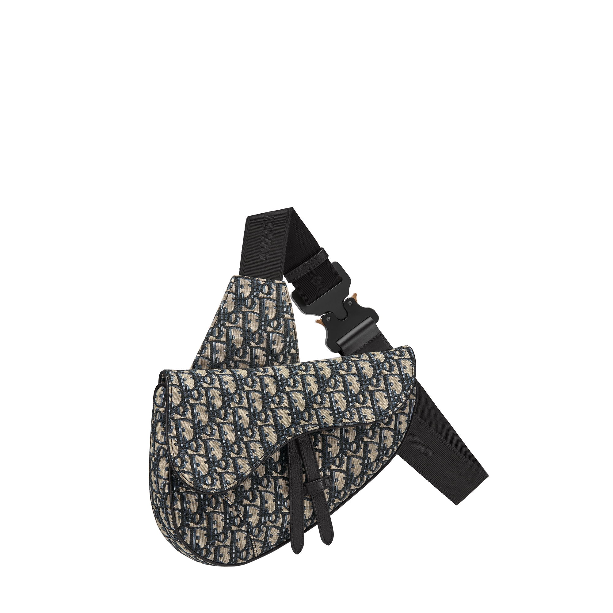 Saddle Bag Beige and Black Dior Oblique Jacquard E03