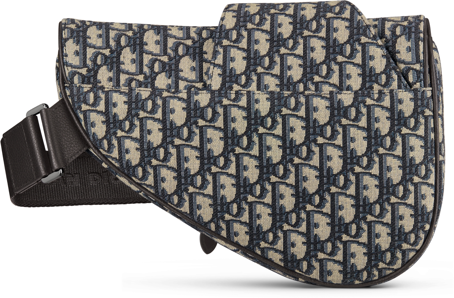 DIOR Saddle Bag Beige And Black Dior Oblique Jacquard Men