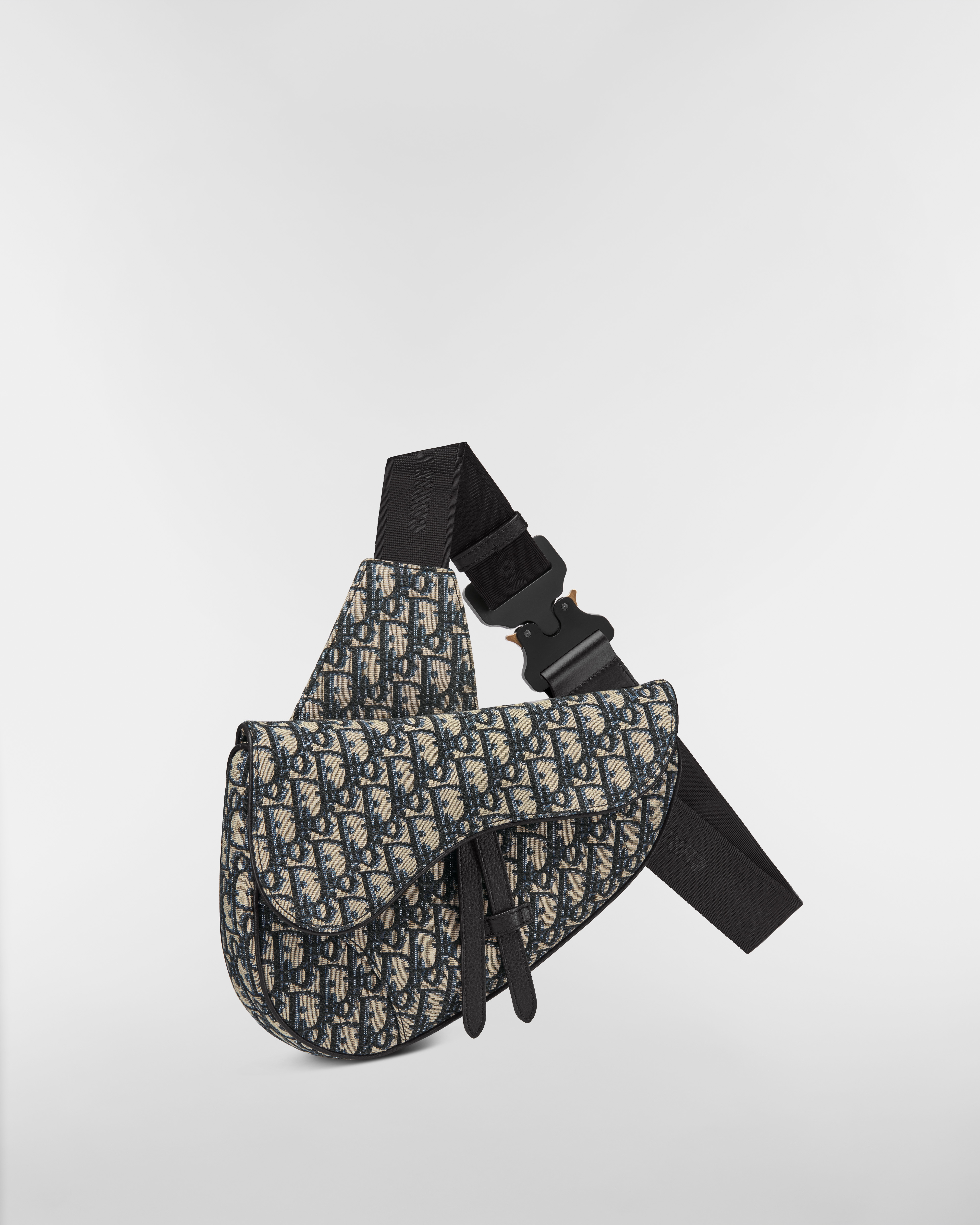 Saddle Bag Beige and Black Dior Oblique Jacquard E03