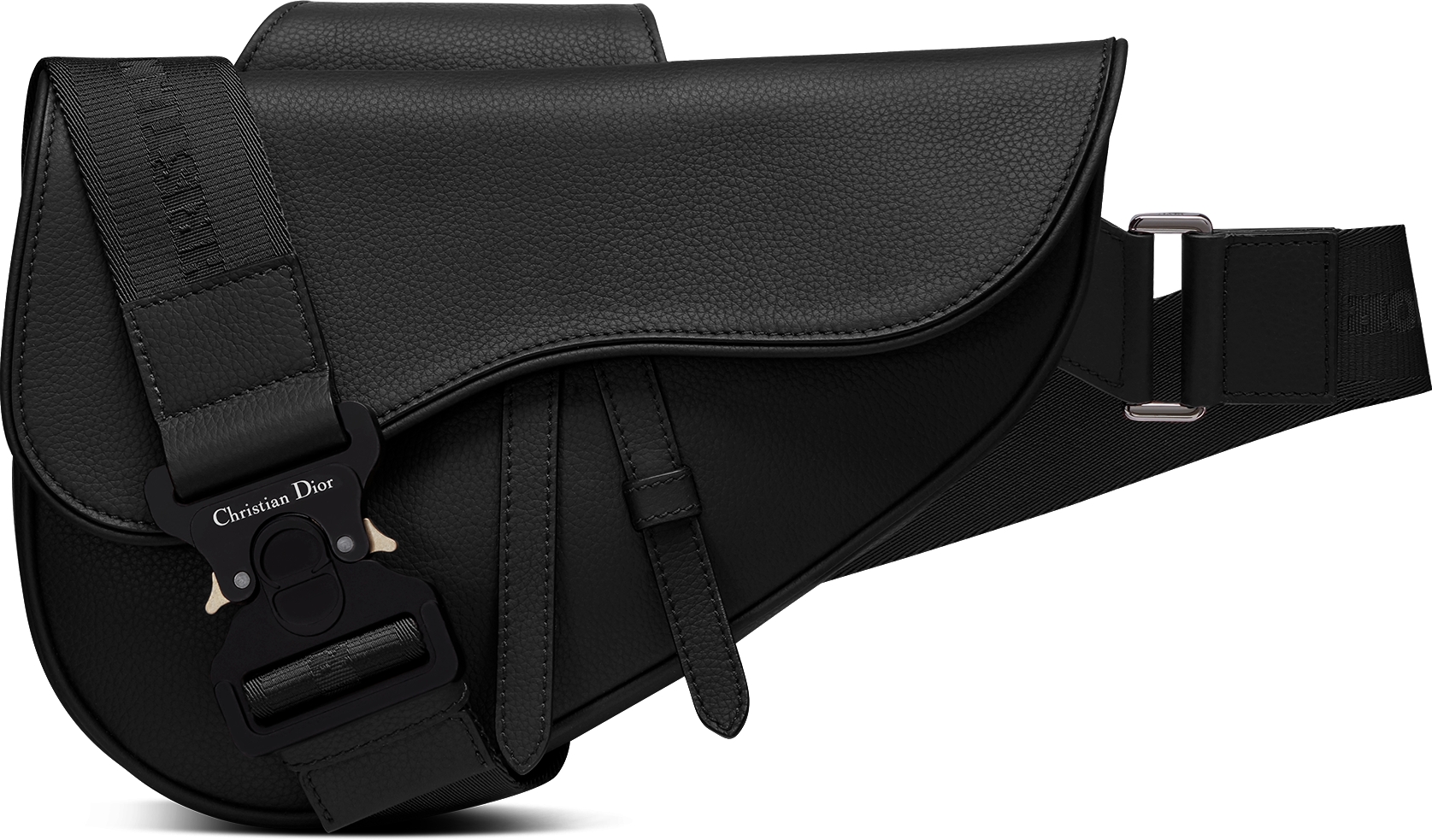 Dior black leather saddle bag best sale