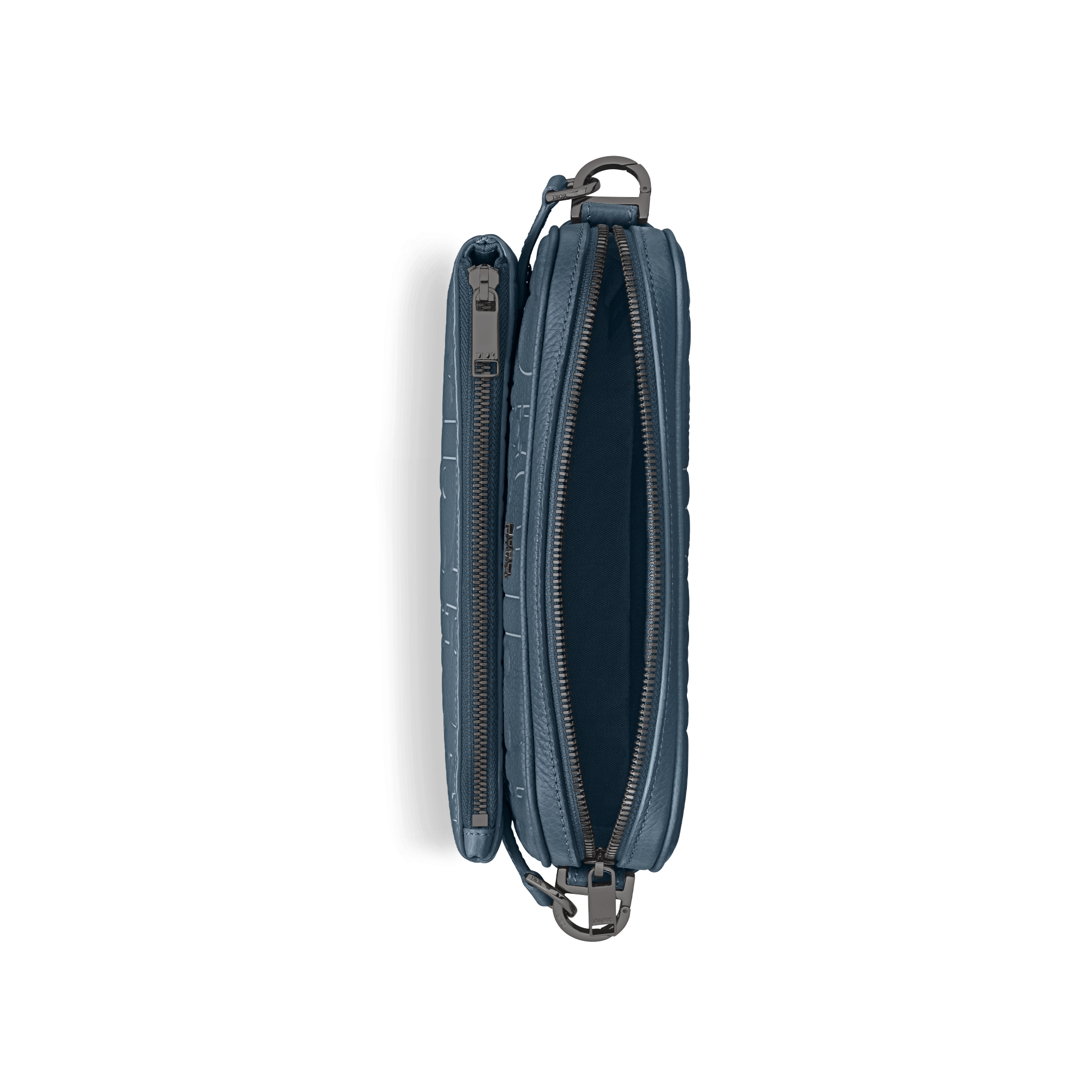 Saddle Triple Pouch Navy Blue Dior Gravity Outline Leather and Navy Blue Grained Calfskin E06