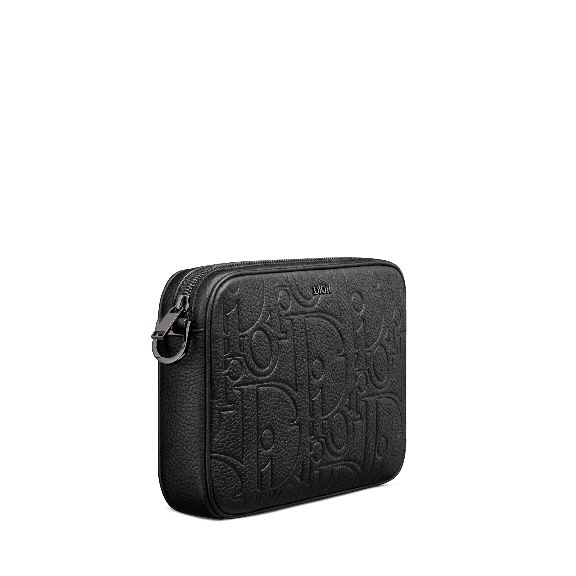 Triple Pouch Saddle Cuir Dior Gravity noir et cuir de veau grainé noir E03