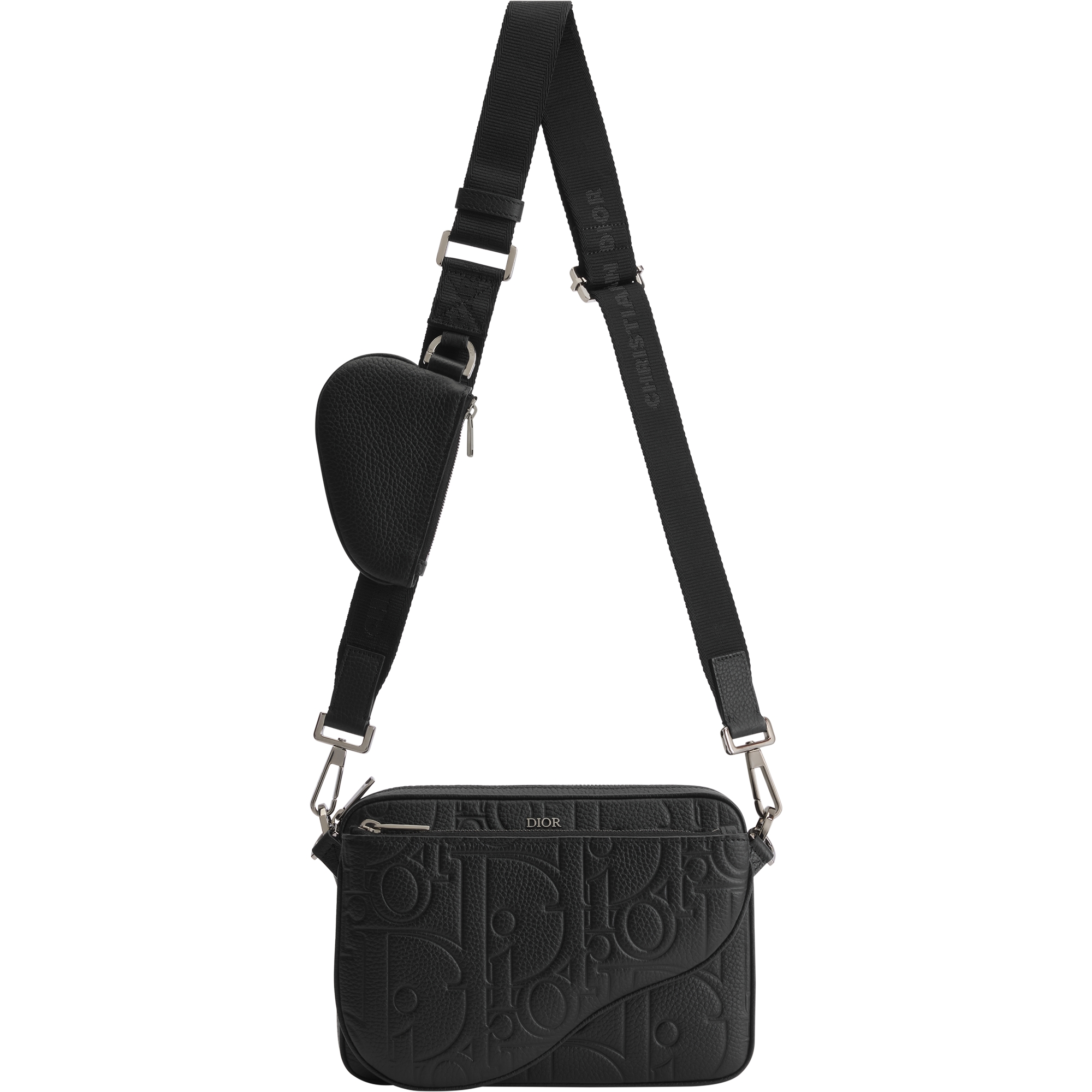 Saddle Triple Pouch Black Dior Gravity Leather and Black Grained Calfskin E07
