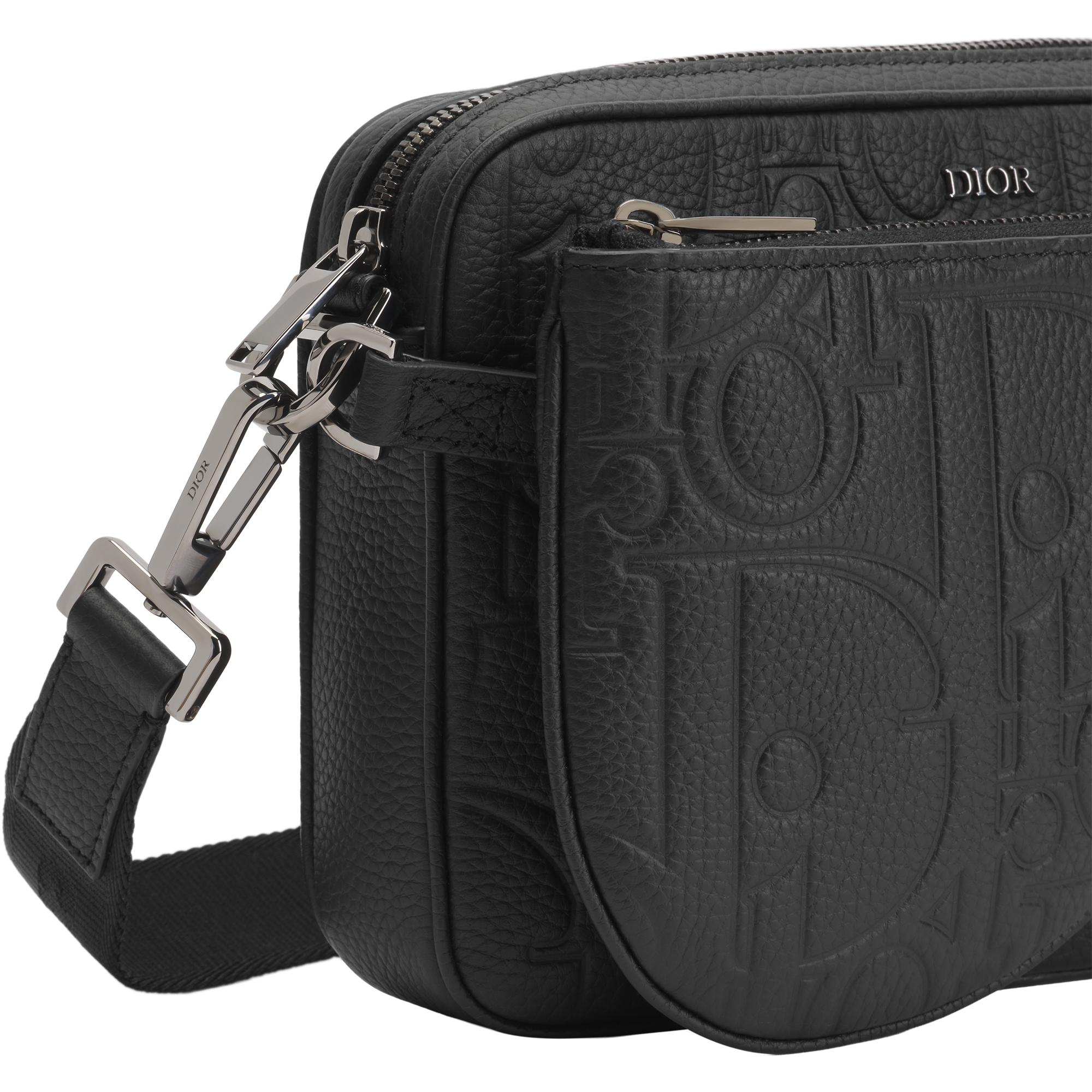 Saddle Triple Pouch Black Dior Gravity Leather and Black Grained Calfskin E09