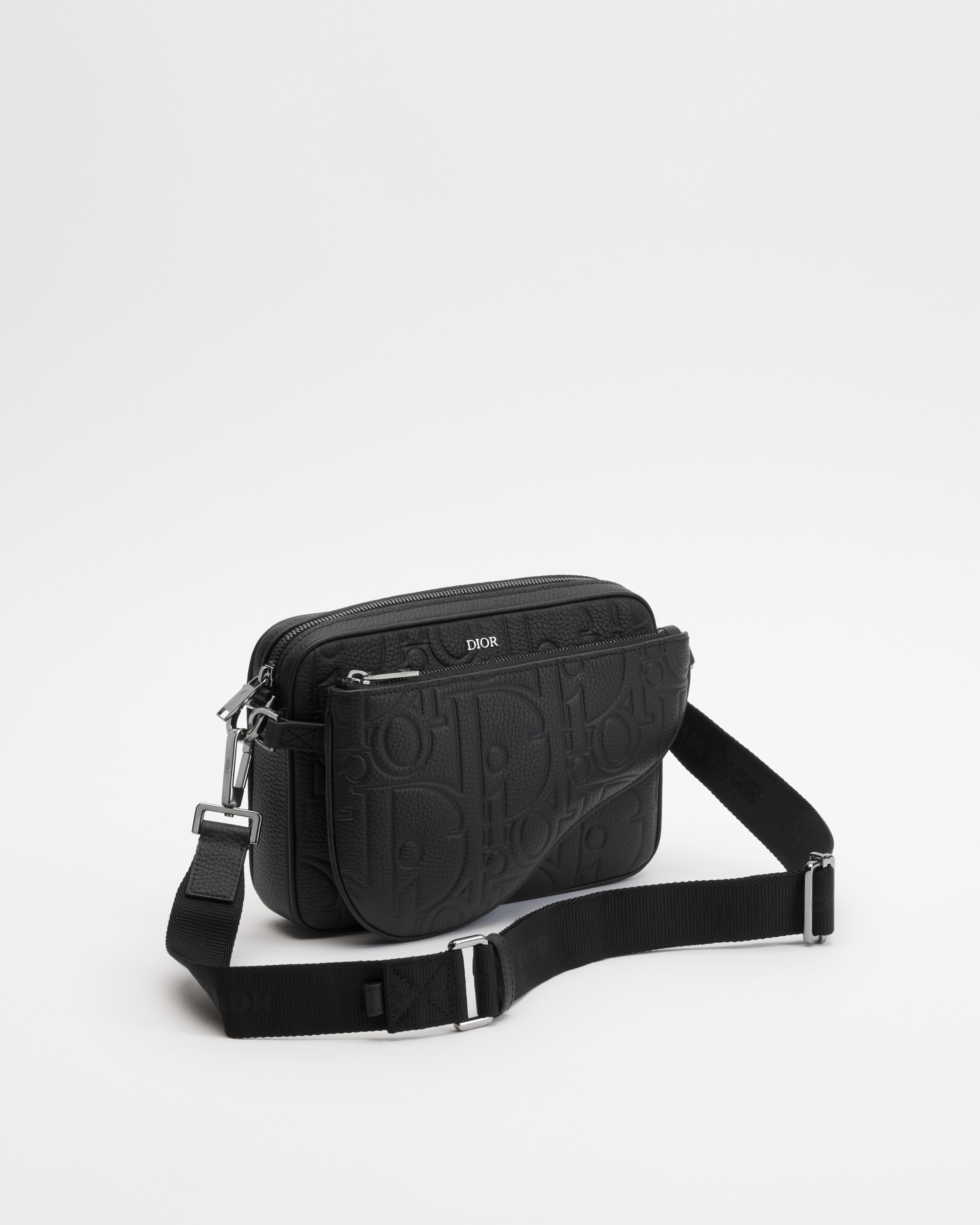 Saddle Triple Pouch Black Dior Gravity Leather and Black Grained Calfskin E03