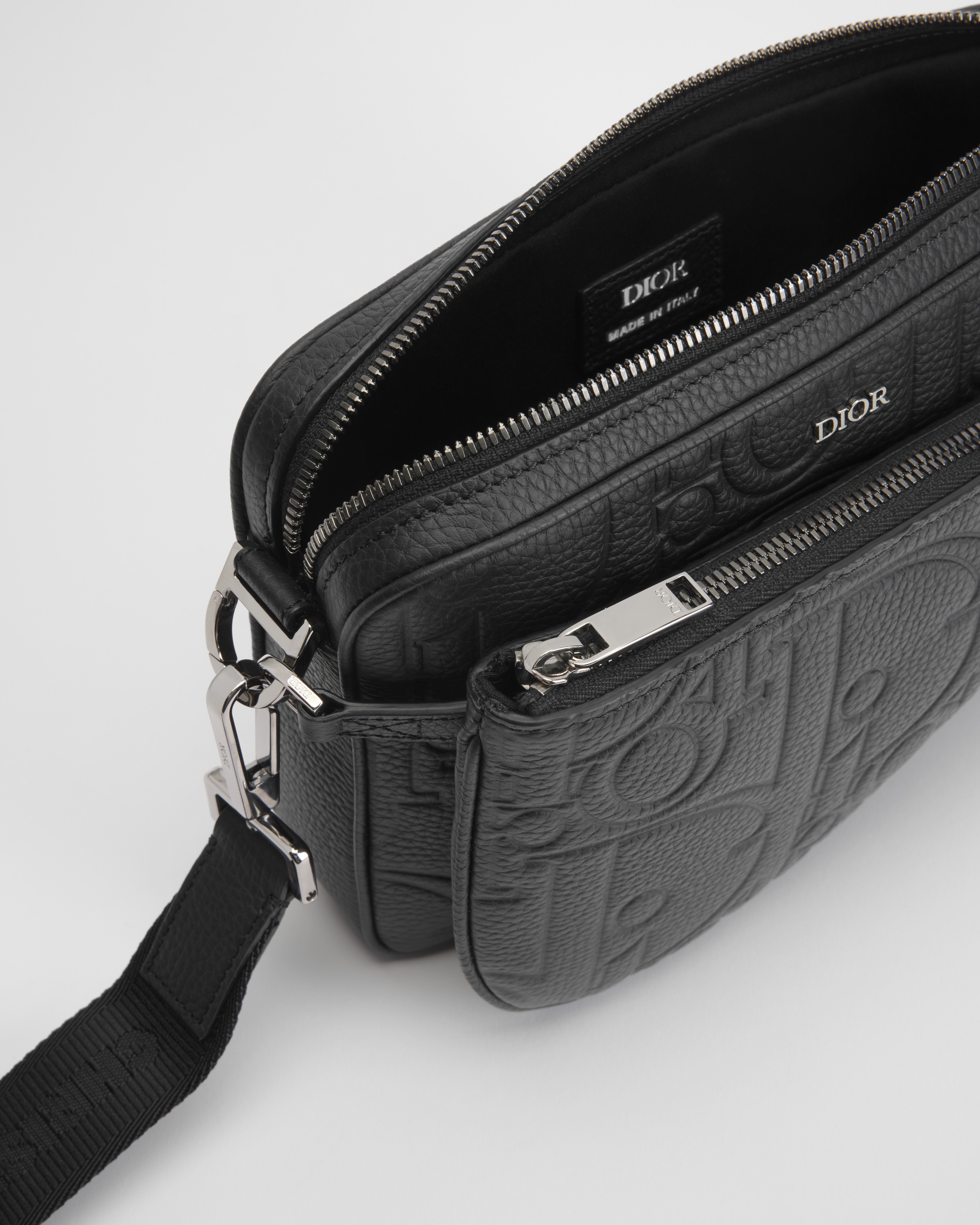 Saddle Triple Pouch Black Dior Gravity Leather and Black Grained Calfskin E06