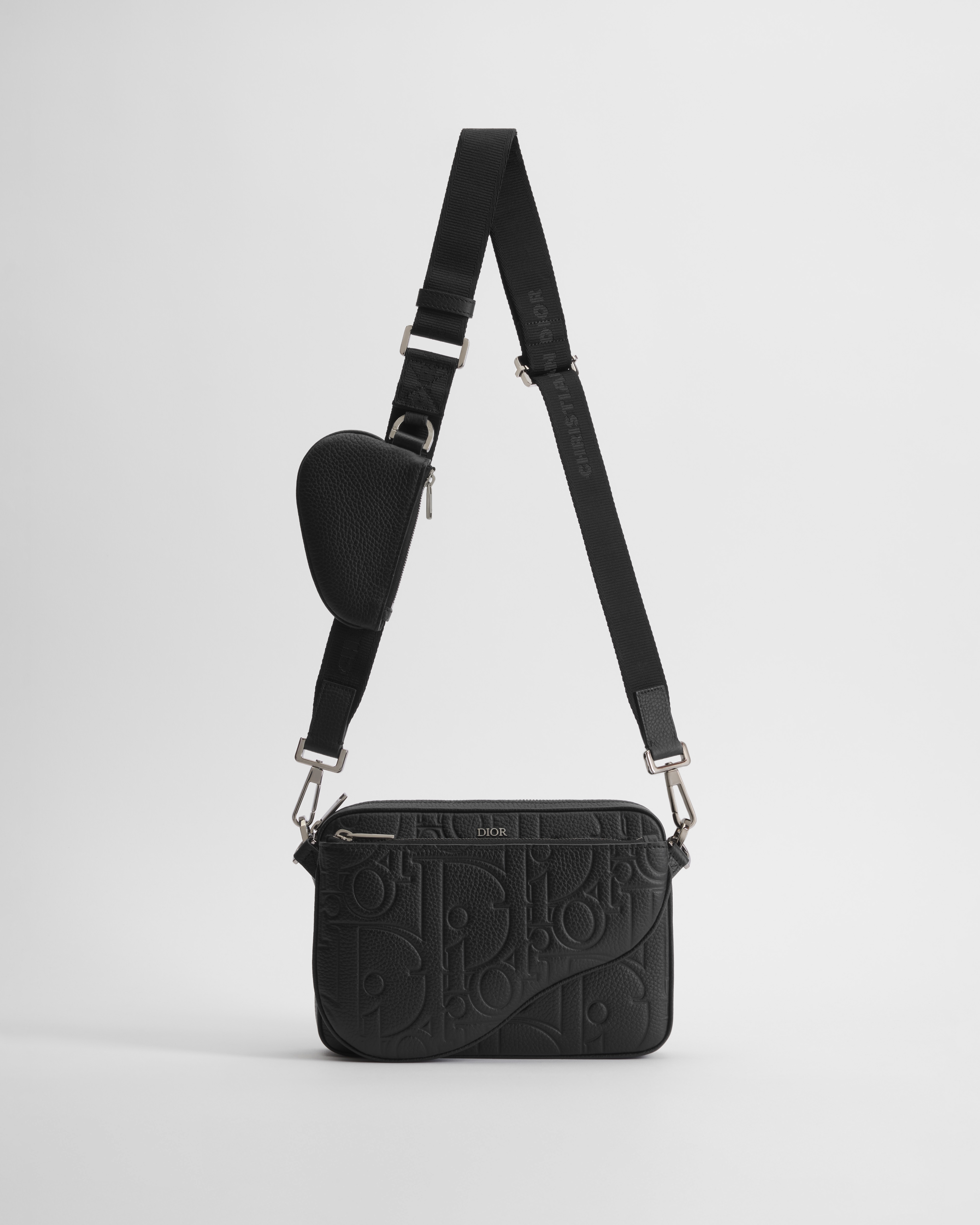 Saddle Triple Pouch Black Dior Gravity Leather and Black Grained Calfskin E07