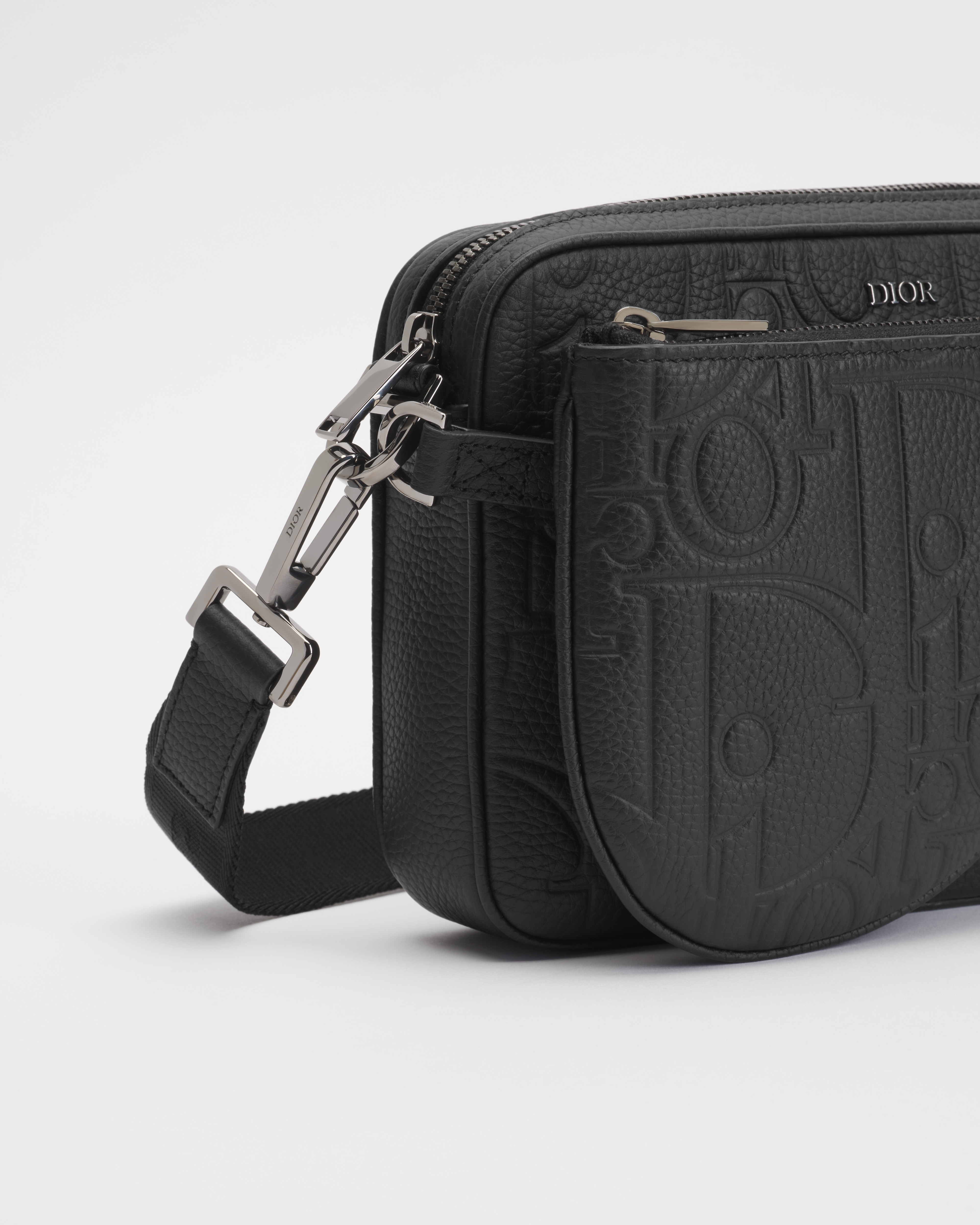 Saddle Triple Pouch Black Dior Gravity Leather and Black Grained Calfskin E09
