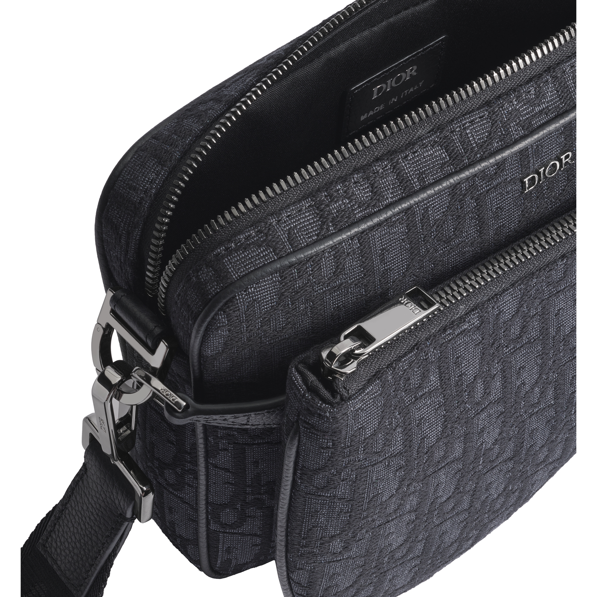 Saddle Triple Pouch Black Dior Oblique Jacquard E06