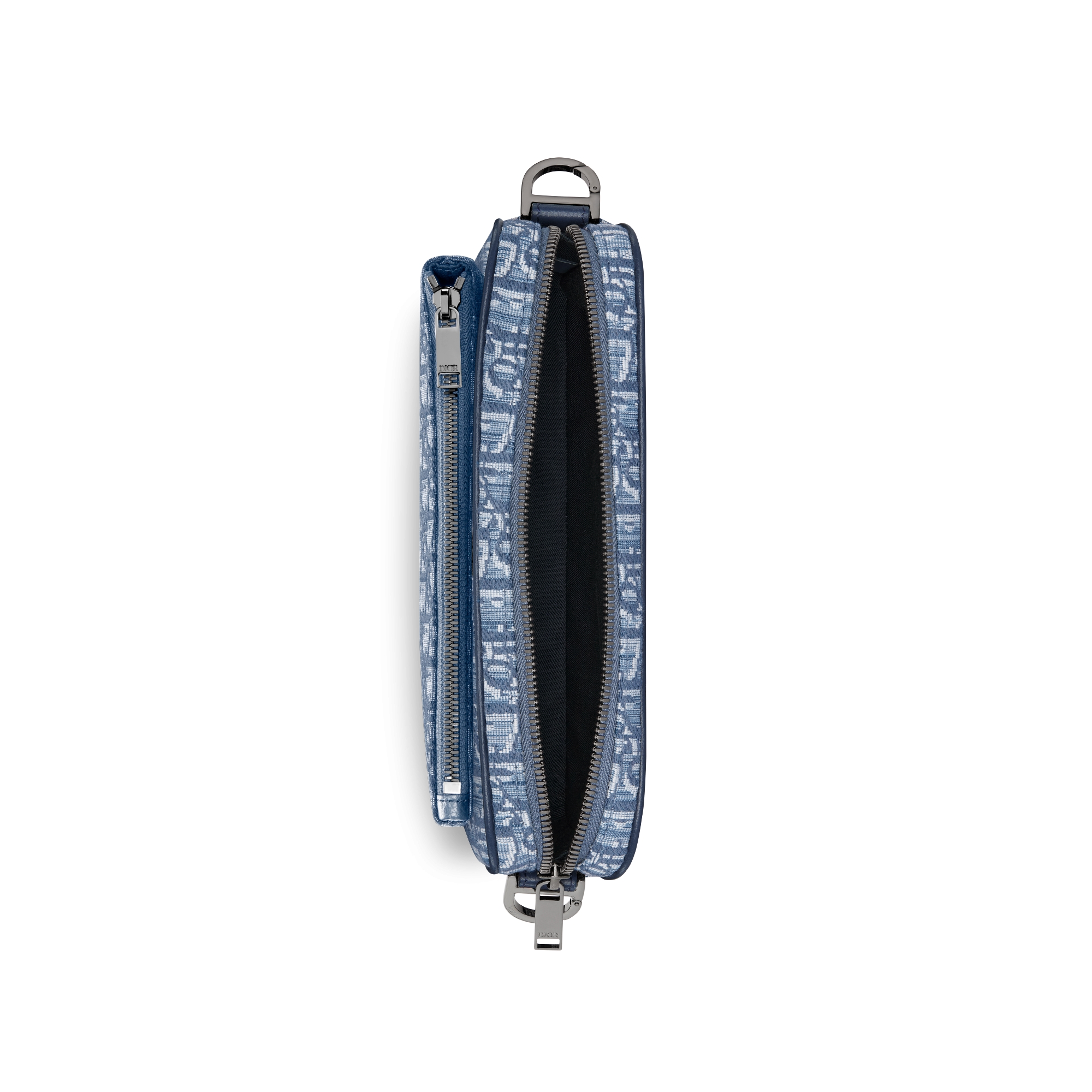 Saddle Triple Pouch Blue Dior Oblique Jacquard E06