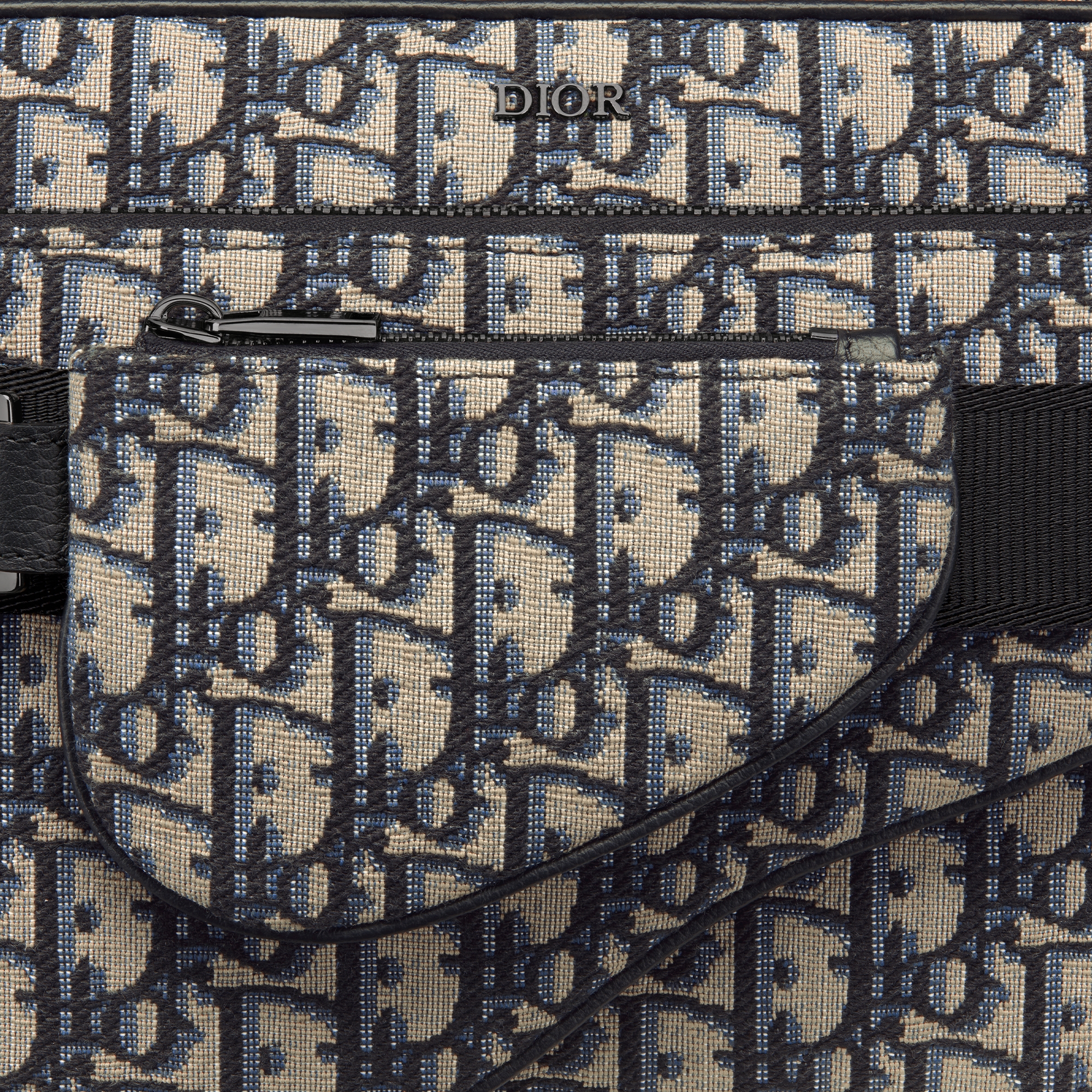 Saddle Triple-pouch Beige en zwarte Dior Oblique-jacquard E09