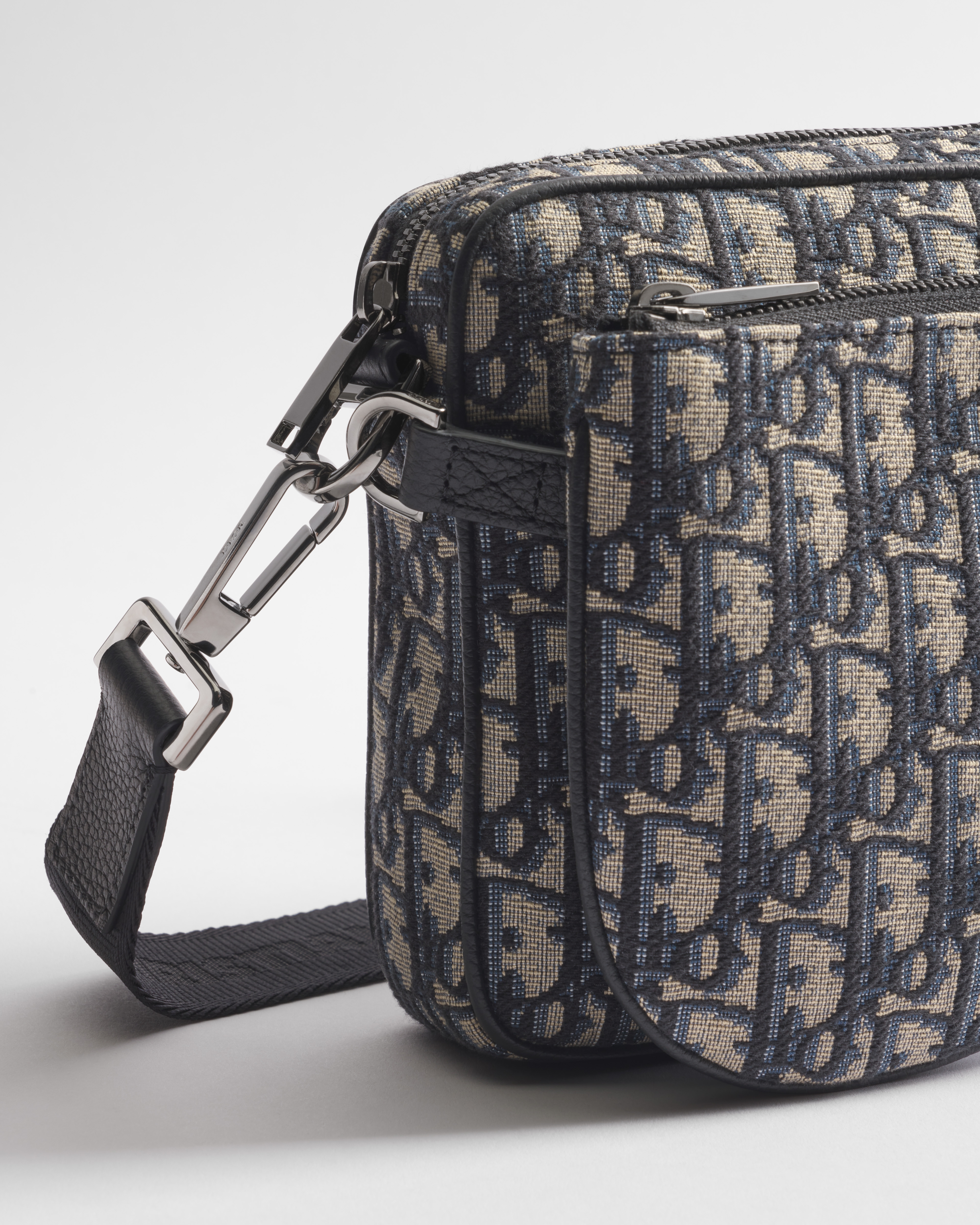 Saddle Triple Pouch Beige and Black Dior Oblique Jacquard E09