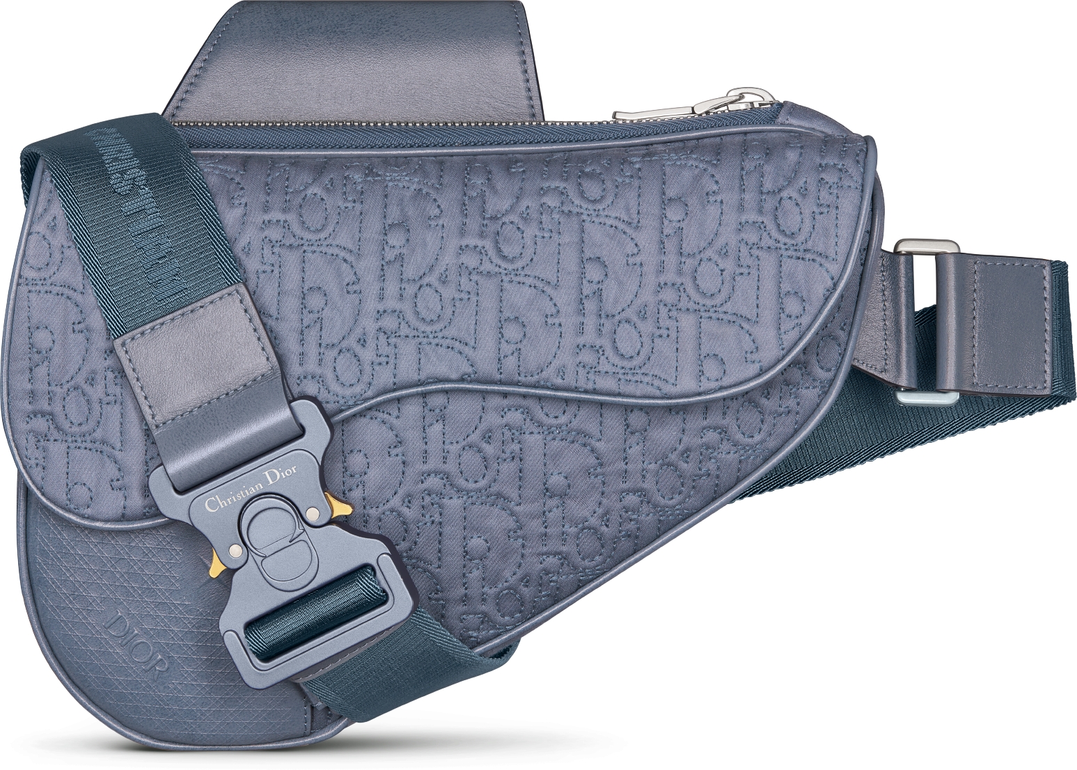 DIOR AND STONE ISLAND Saddle Bag LIMITED AND NUMBERED EDITION Gray Dior Oblique Technical Fabric and Gray Cannage Smooth Calfskin DIOR