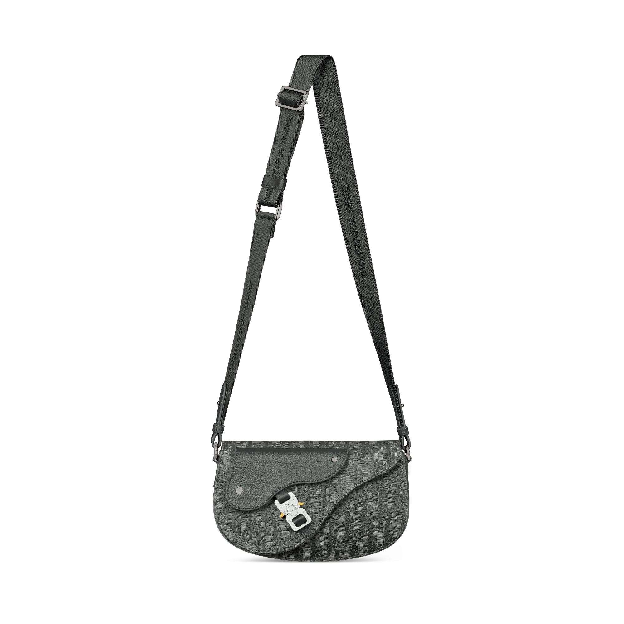 Saddle Messenger Bag Anthracite Gray Dior Oblique Canvas and Anthracite Gray Grained Calfskin E07