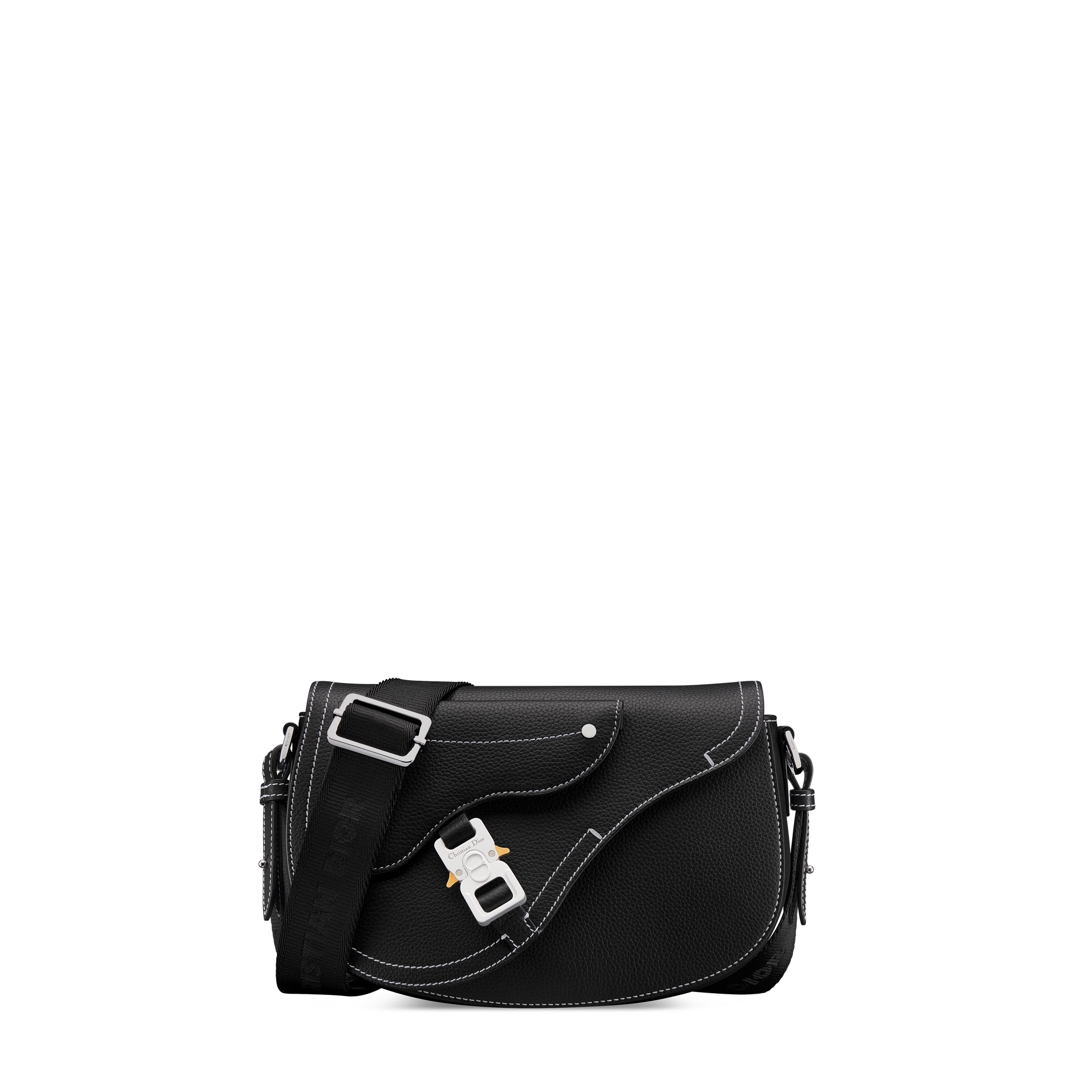 Saddle Messenger Bag Black Grained Calfskin E01