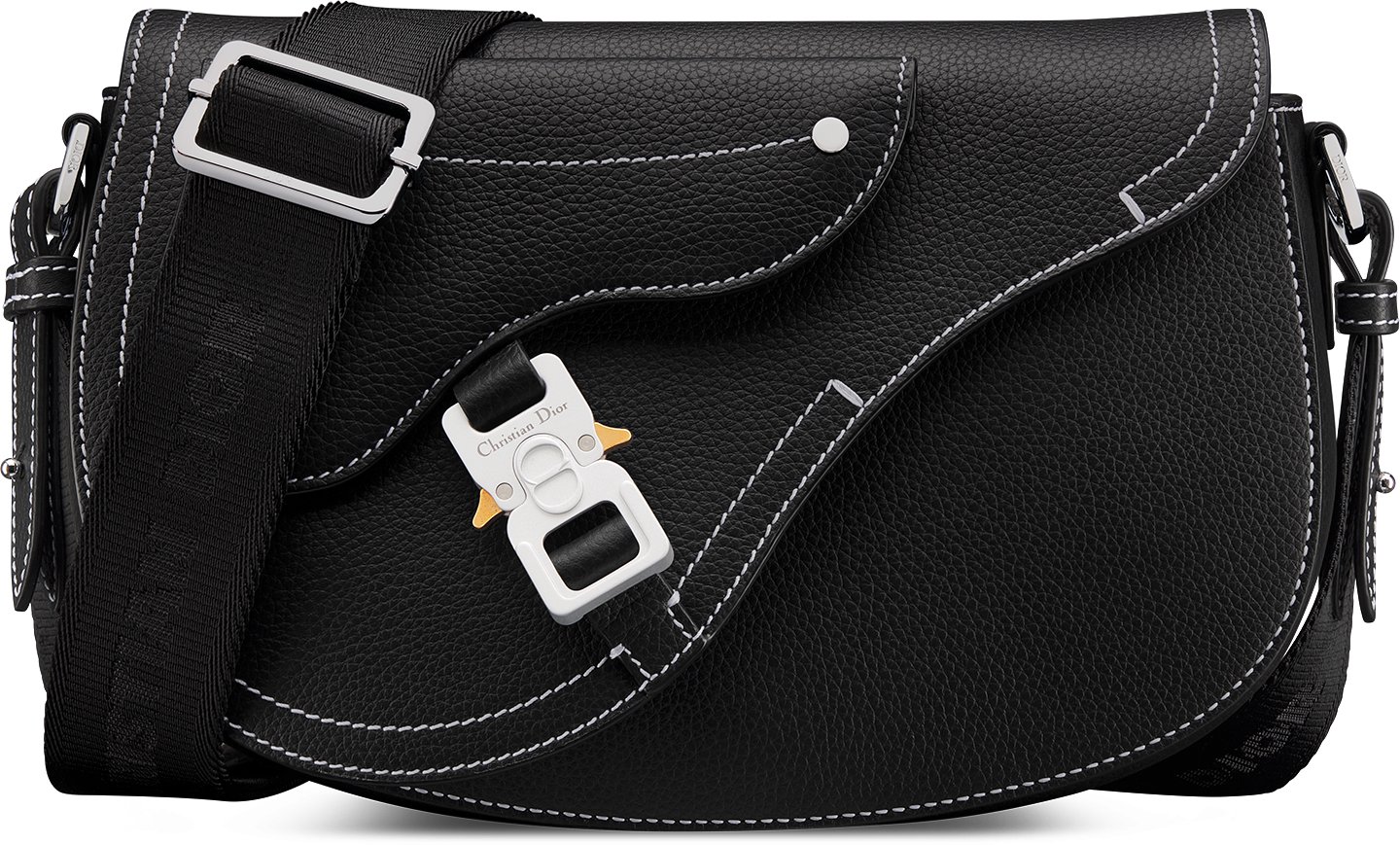 Saddle Messenger Bag Black Grained Calfskin DIOR