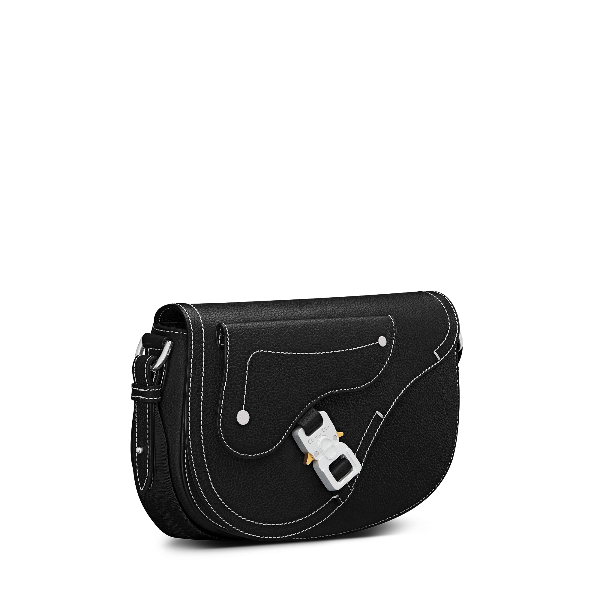 Saddle Messenger Bag Black Grained Calfskin E03