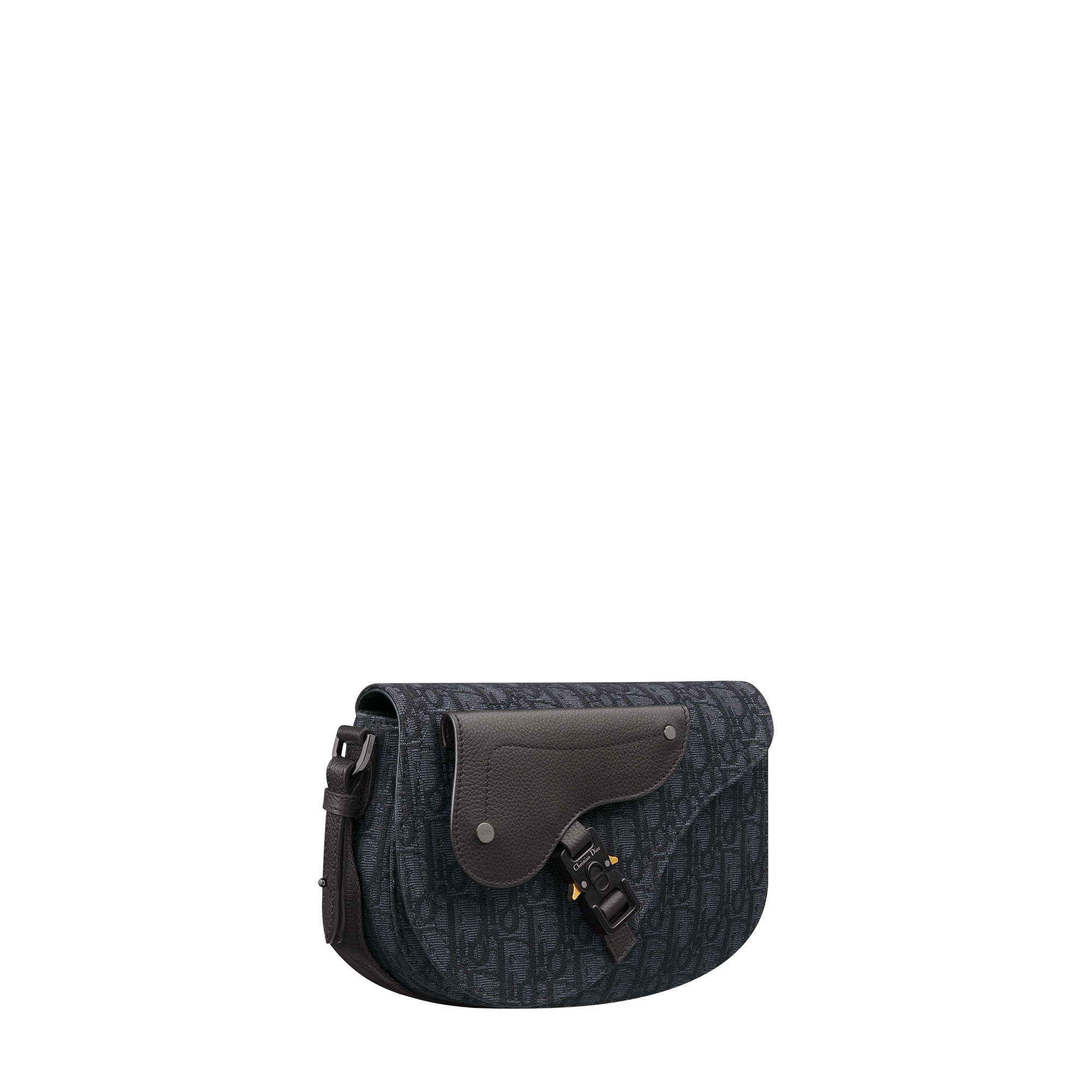 Saddle Messenger Bag Black Dior Oblique Jacquard and Black Grained Calfskin E03