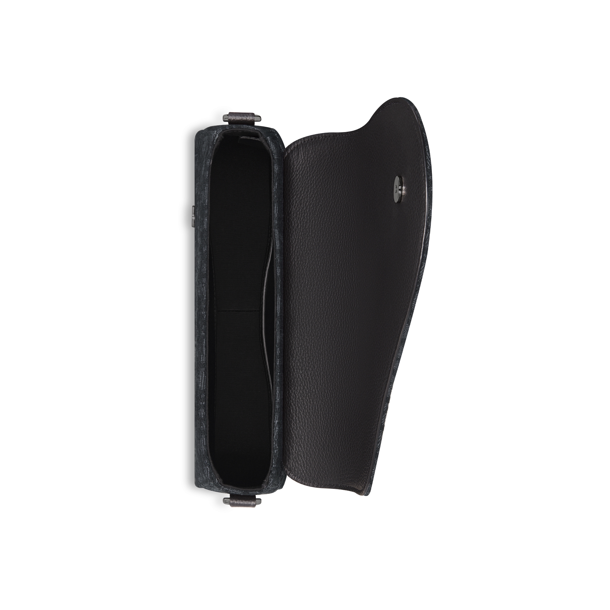 Bolsa messenger Saddle Jacquard Dior Oblique preto e couro de vitelo granulado preto E06