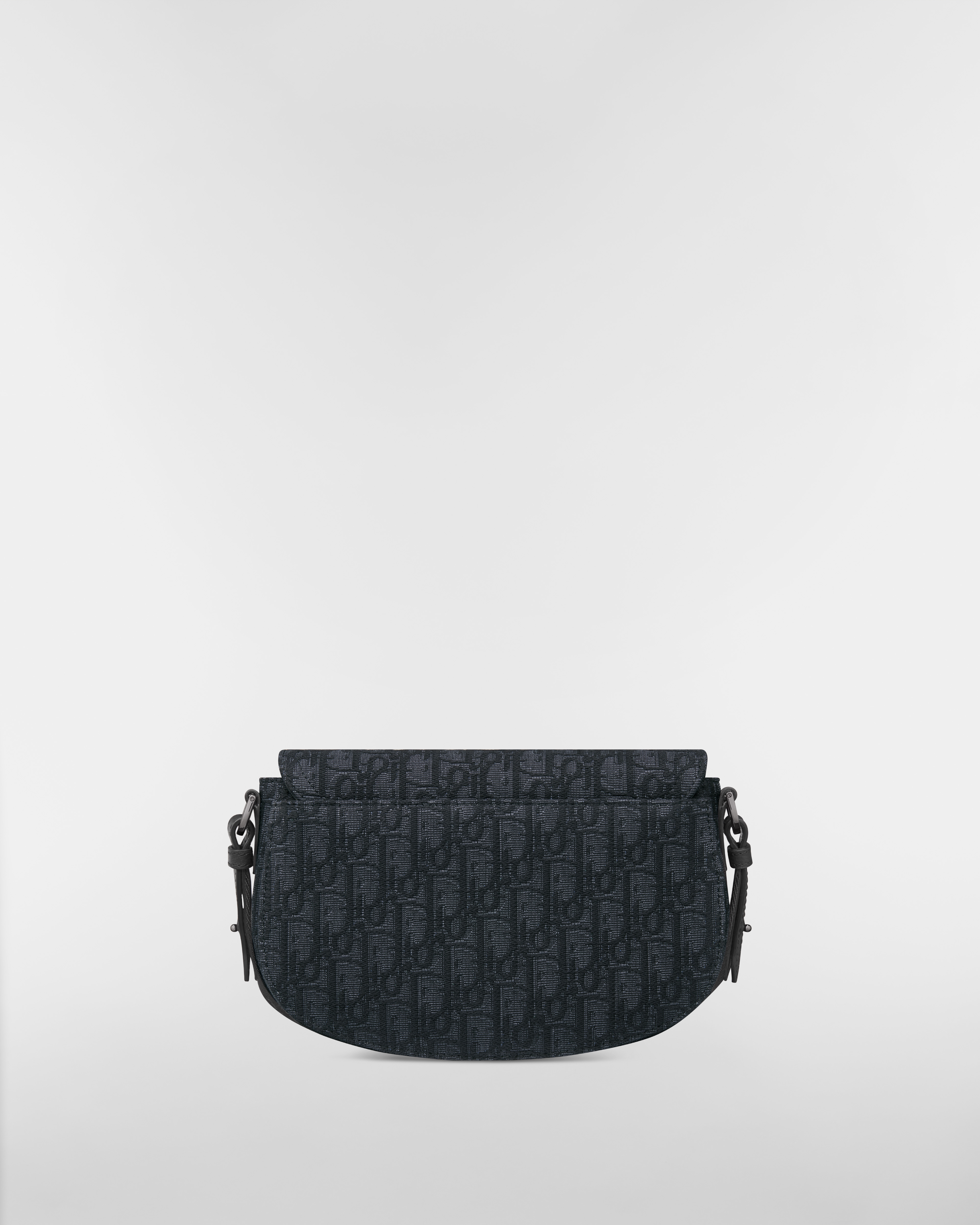 Saddle-schoudertas Zwarte Dior Oblique-jacquard en zwart generfd kalfsleer E08