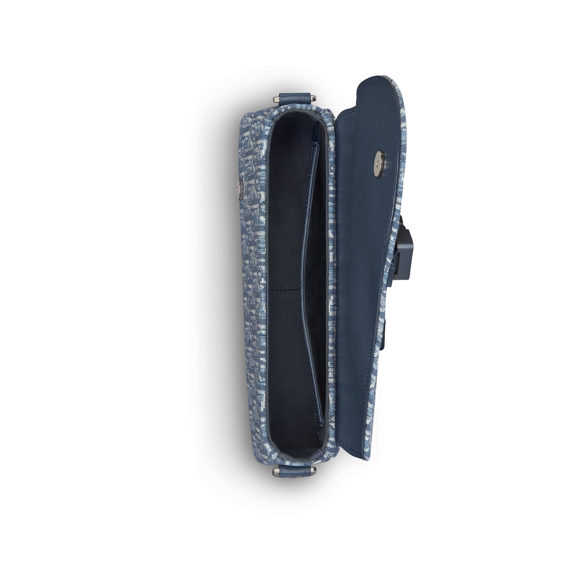 Saddle-schoudertas Blauwe Dior Oblique-jacquard en blauw generfd kalfsleer E06