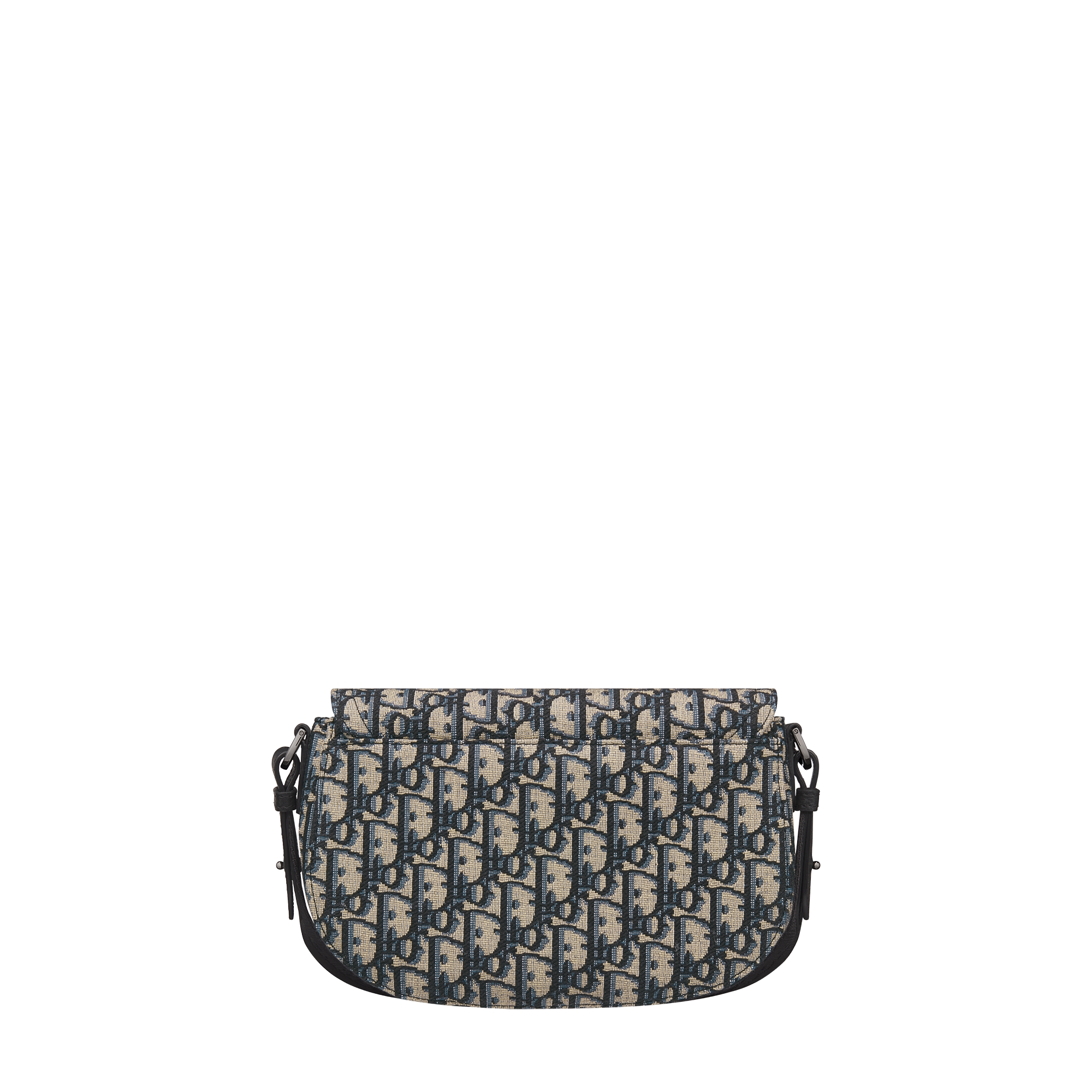 Saddle Messenger Bag Beige and Black Dior Oblique Jacquard with Black Grained Calfskin E08