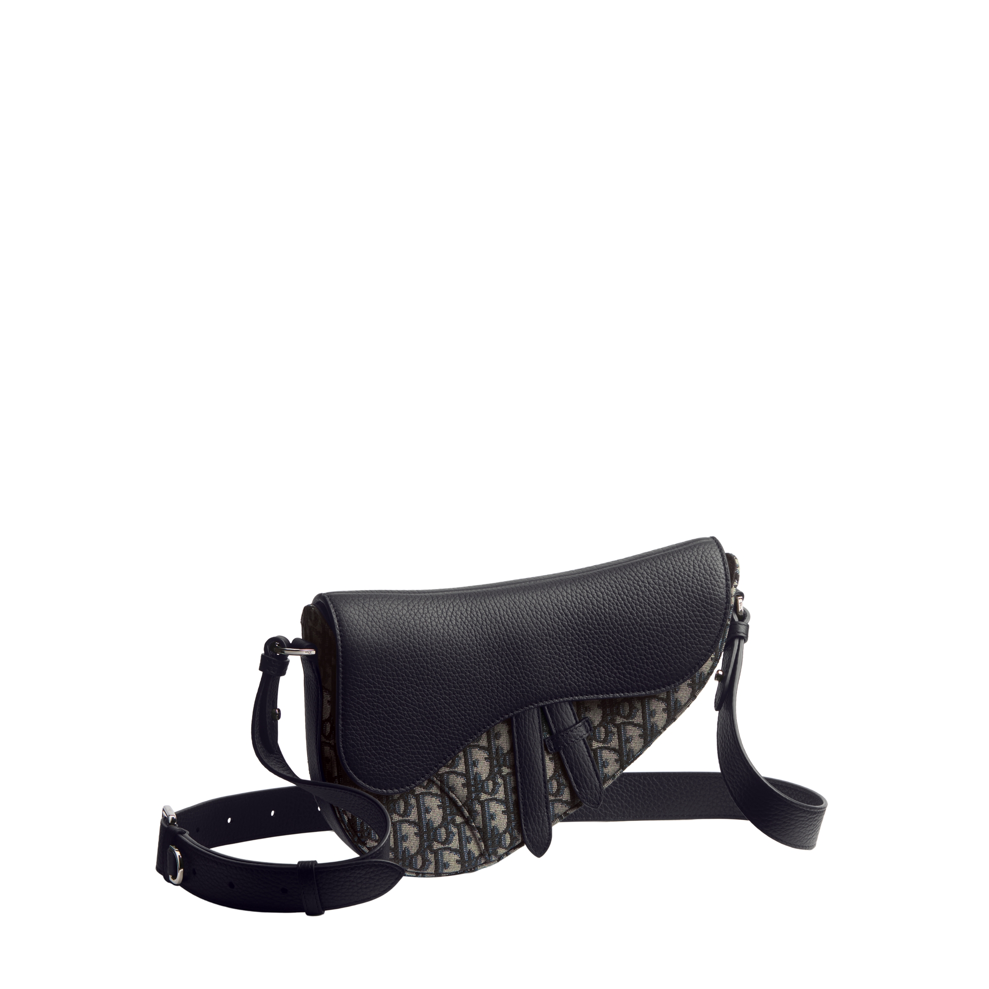  Black Grained Taurillon Leather with Beige and Black Dior Oblique Jacquard