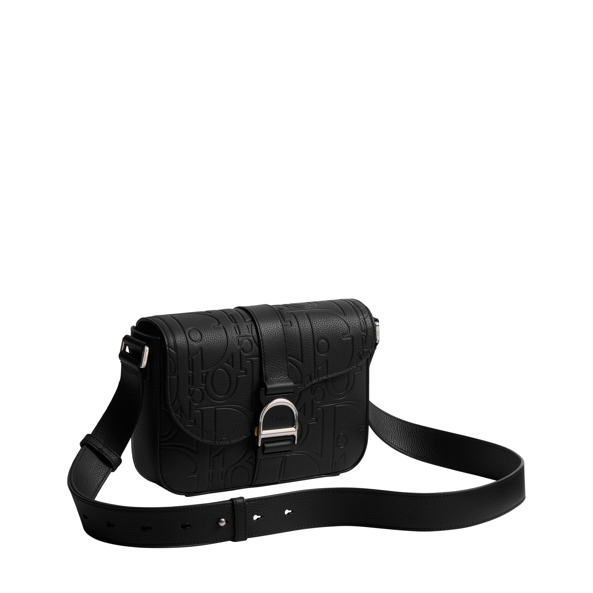 Saddle Heritage Messenger Bag with Flap Black Dior Gravity Leather E03