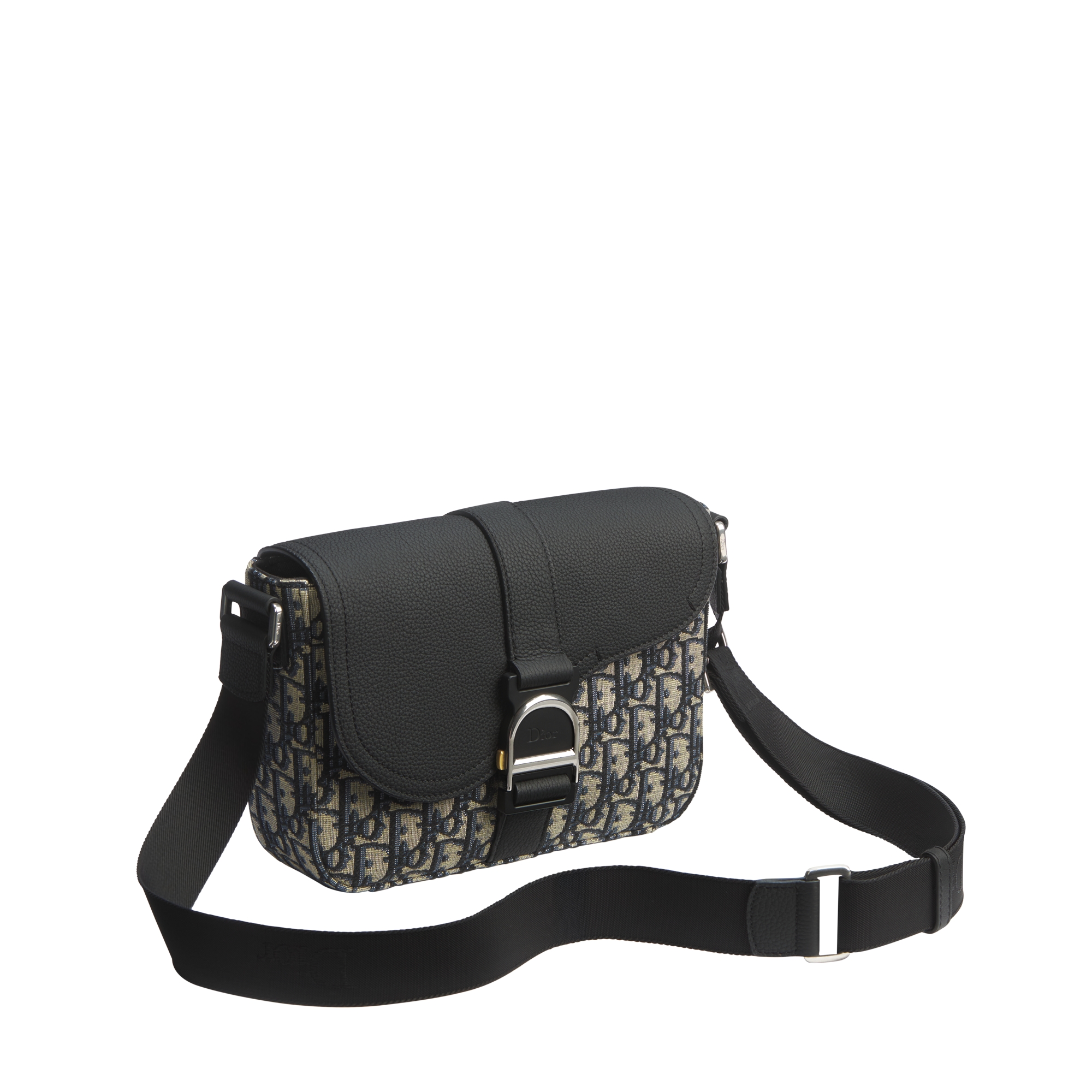  Beige and Black Dior Oblique Jacquard with Black Grained Calfskin