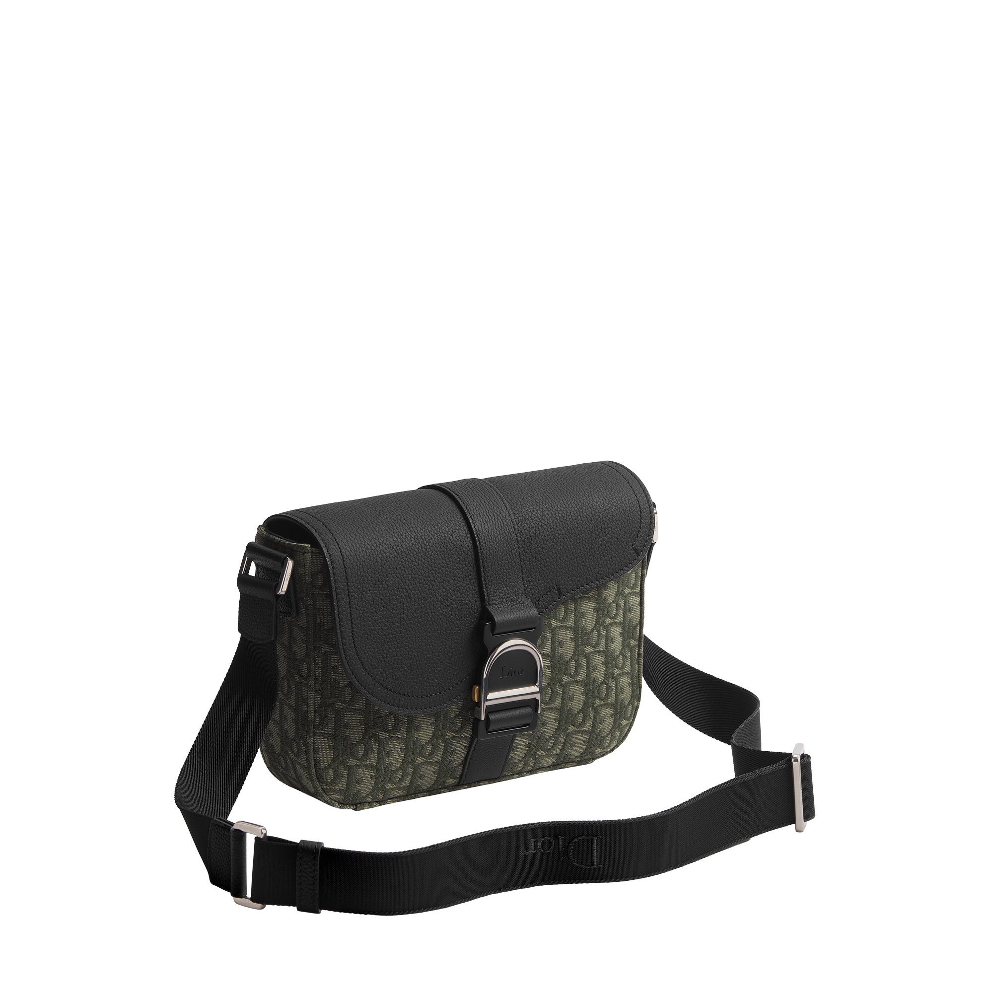  Khaki Dior Oblique Jacquard and Black Grained Calfskin