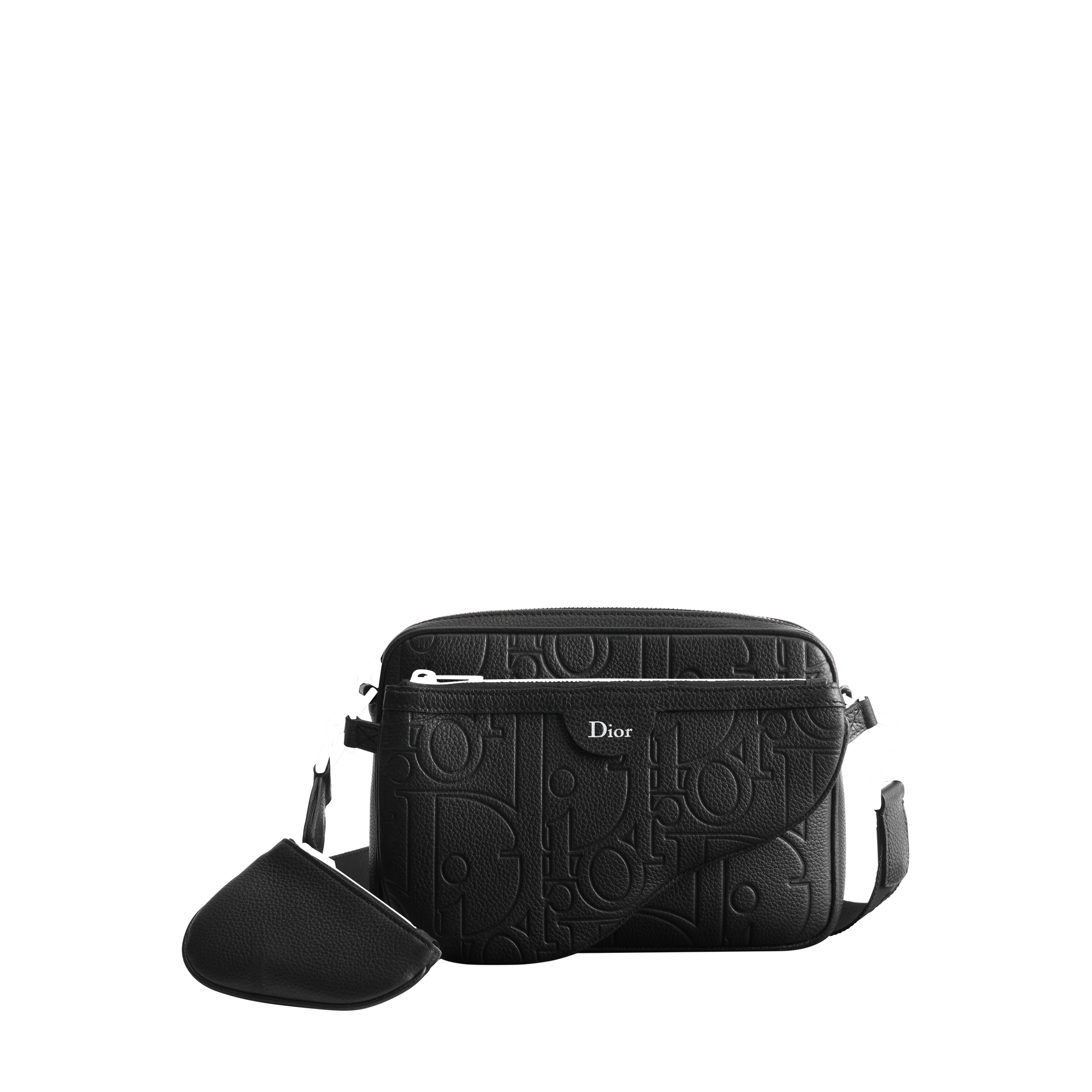Saddle Triple Pouch Black Dior Gravity Grained Leather E01