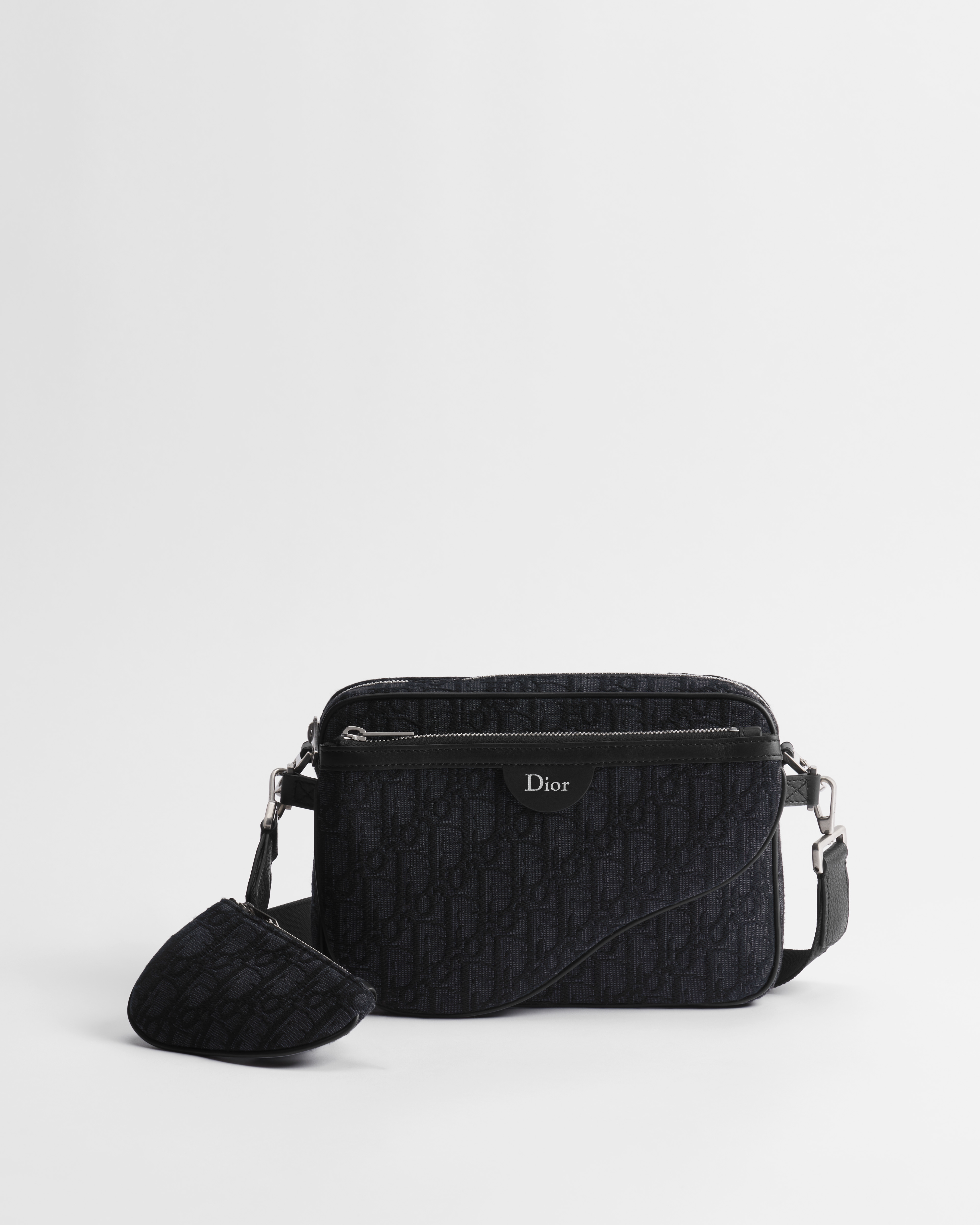 Saddle Triple Pouch Black Dior Oblique Jacquard E01