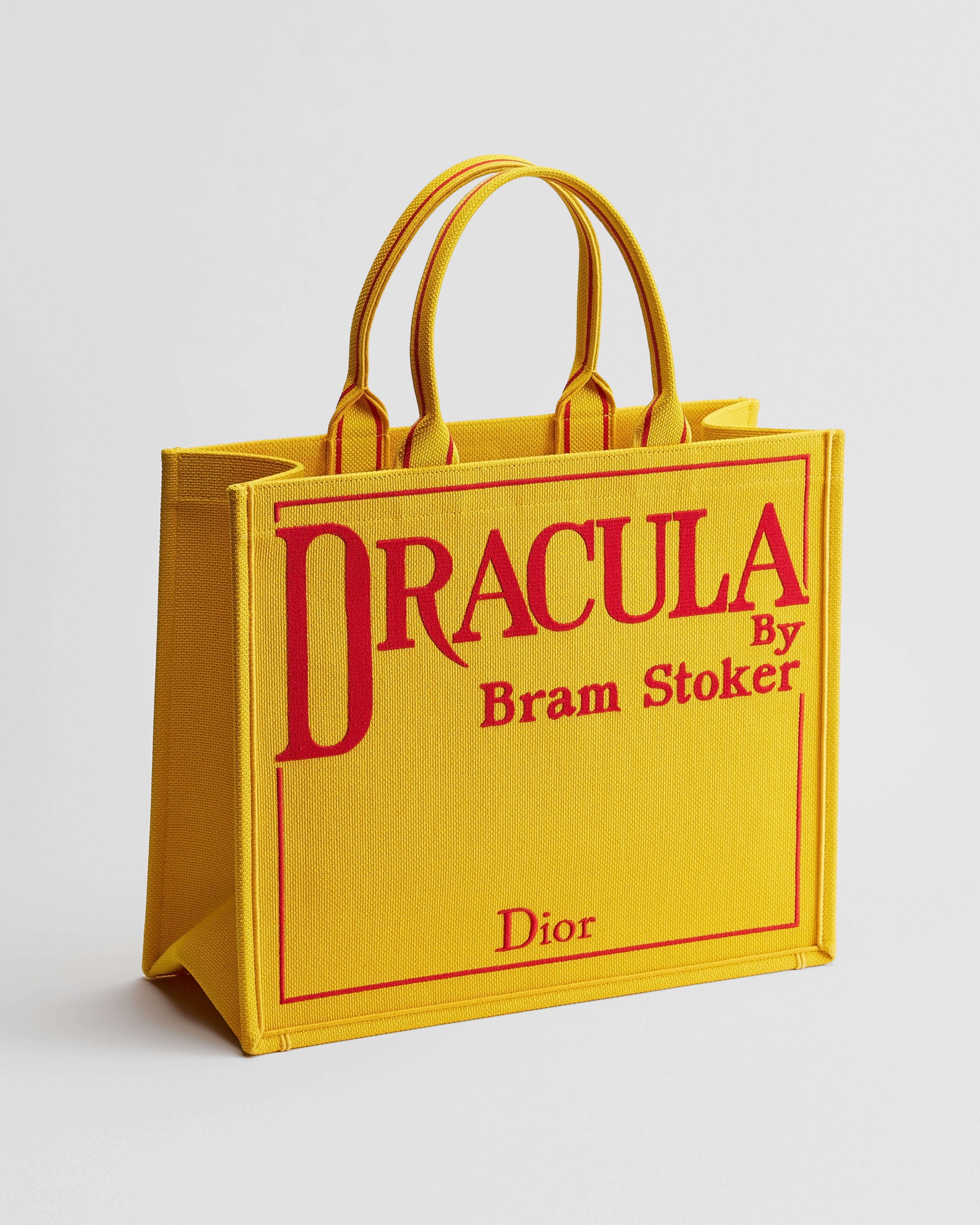 Sac Dior Book Tote Large Broderie Book Cover jaune et rouge (42 x 35 x 18,5 cm) E03