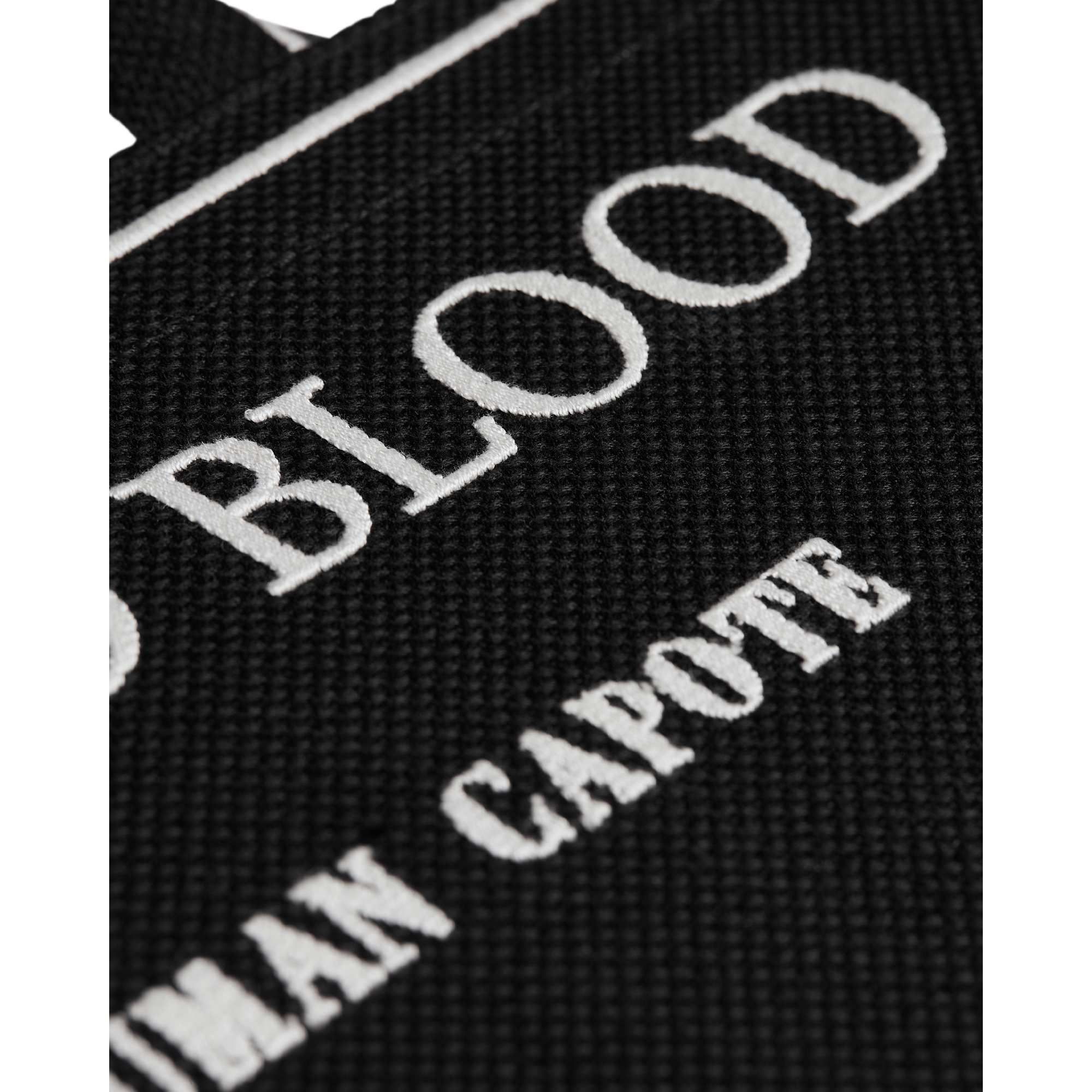 Large Dior Book Tote Black and White Book Cover Embroidery (42 x 35 x 18.5 cm) E09