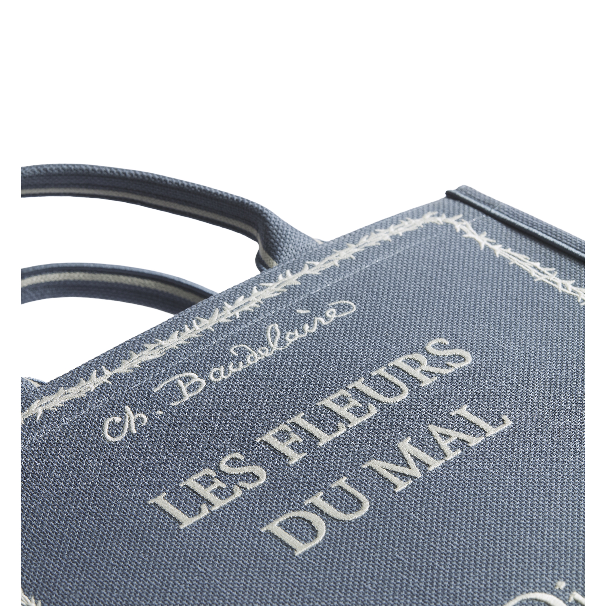 Medium Dior Book Tote with Strap Blue and White Book Cover Embroidery (36 x 31.5 x 14 cm) E10