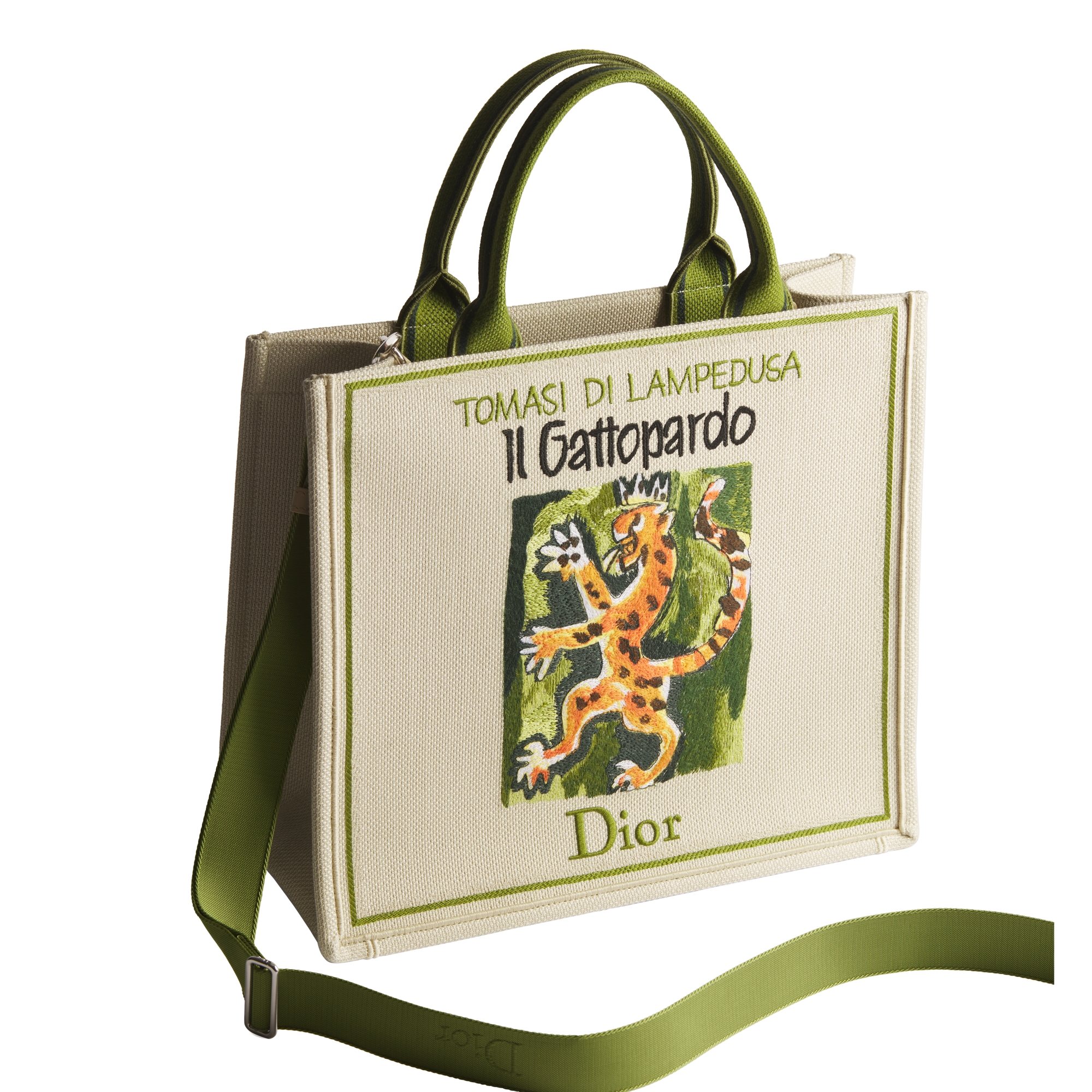 Medium Dior Book Tote with Strap Beige Multicolor Book Cover Embroidery (36 x 31.5 x 14 cm) E03