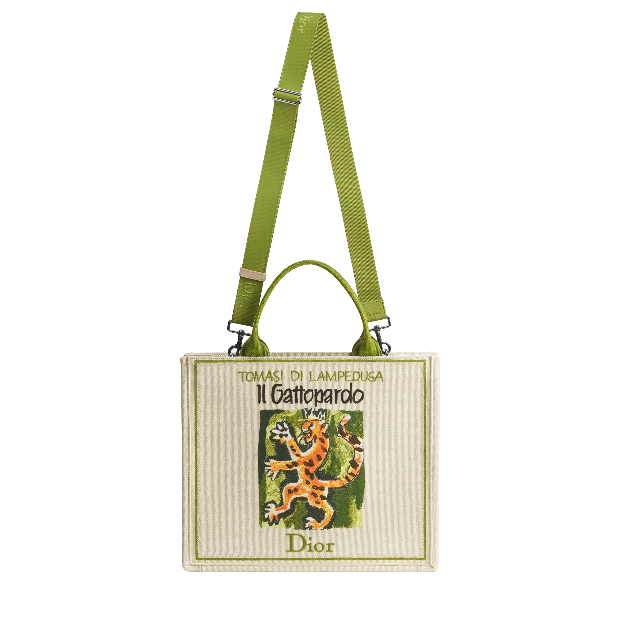 Medium Dior Book Tote with Strap Beige Multicolor Book Cover Embroidery (36 x 31.5 x 14 cm) E07