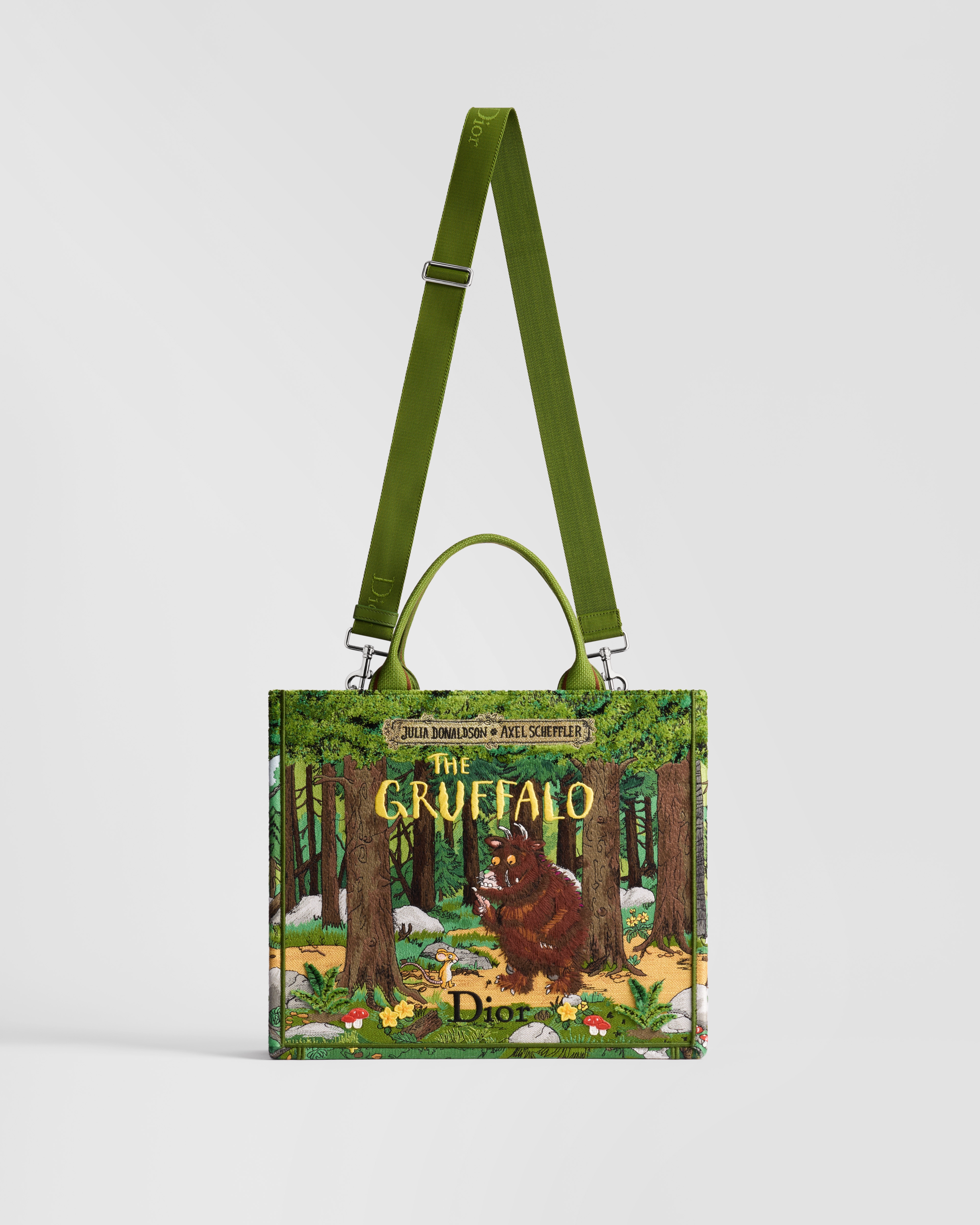 Medium Dior Book Tote with Strap Multicolor Book Cover Embroidery (36 x 31.5 x 14 cm) E07