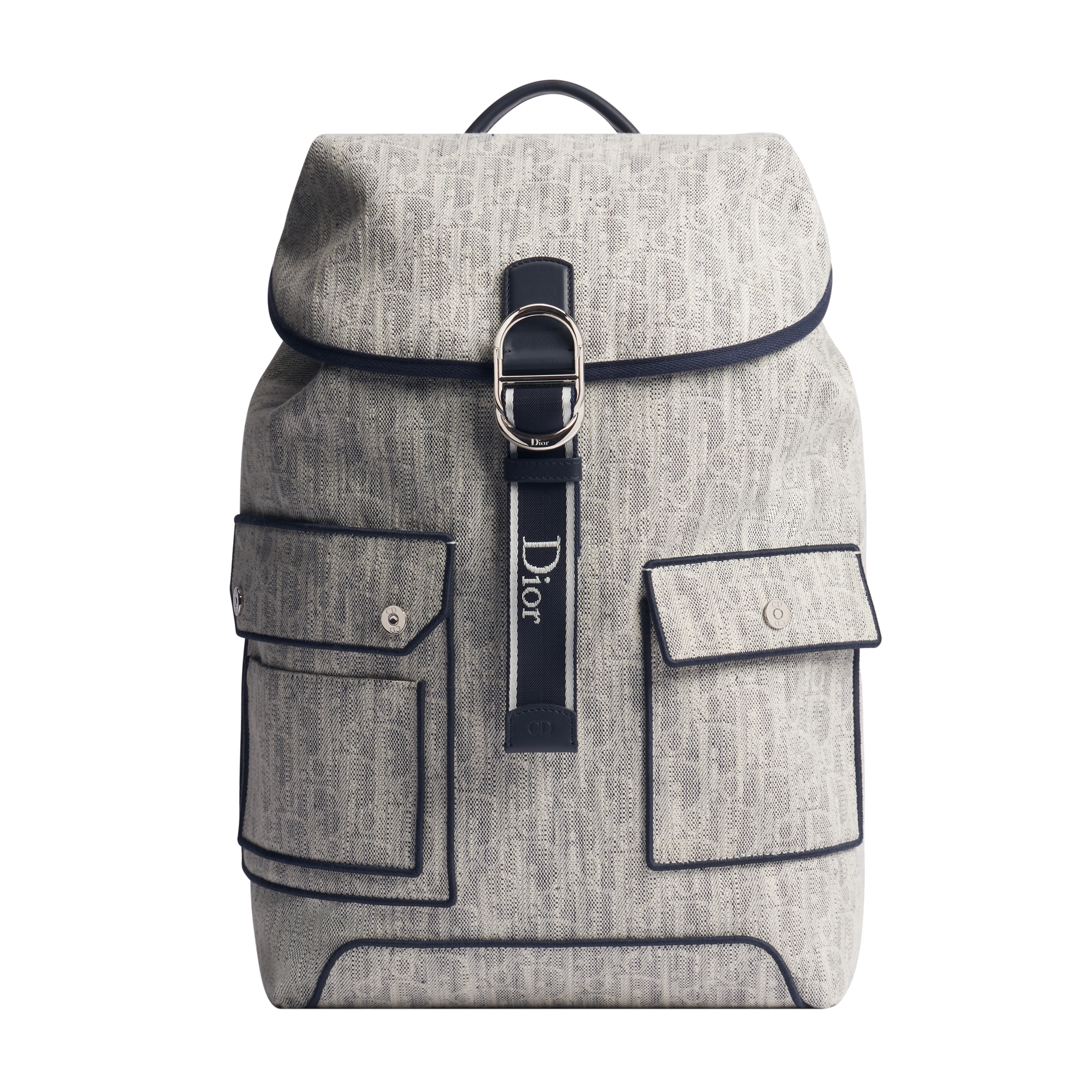 Dioriviera Pocket Dior Jett Backpack with Flap Gray Dior Oblique Denim Canvas E01
